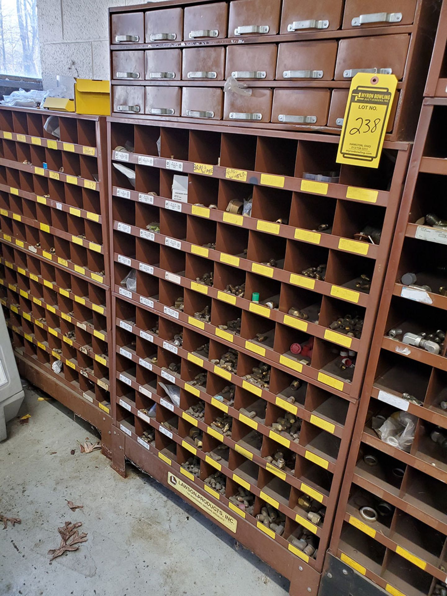 LOT OF (8) SECTIONS OF LAWSON PIGEONHOLE CABINETS WITH CONTENTS; ASSORTED NUTS & BOLTS - Image 3 of 6