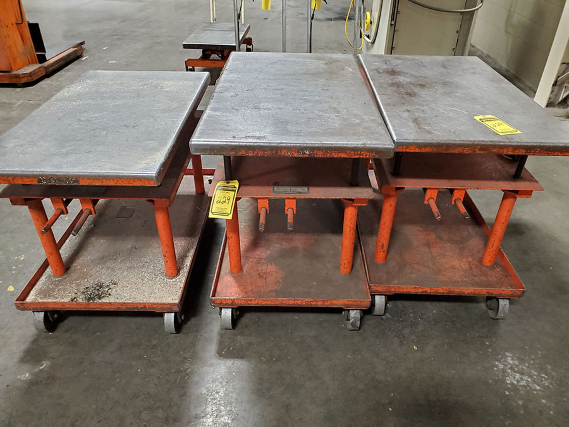 LOT OF (3) ECONOMY 2,000 LB. MECHANICAL DIE LIFT TABLES - Image 2 of 3
