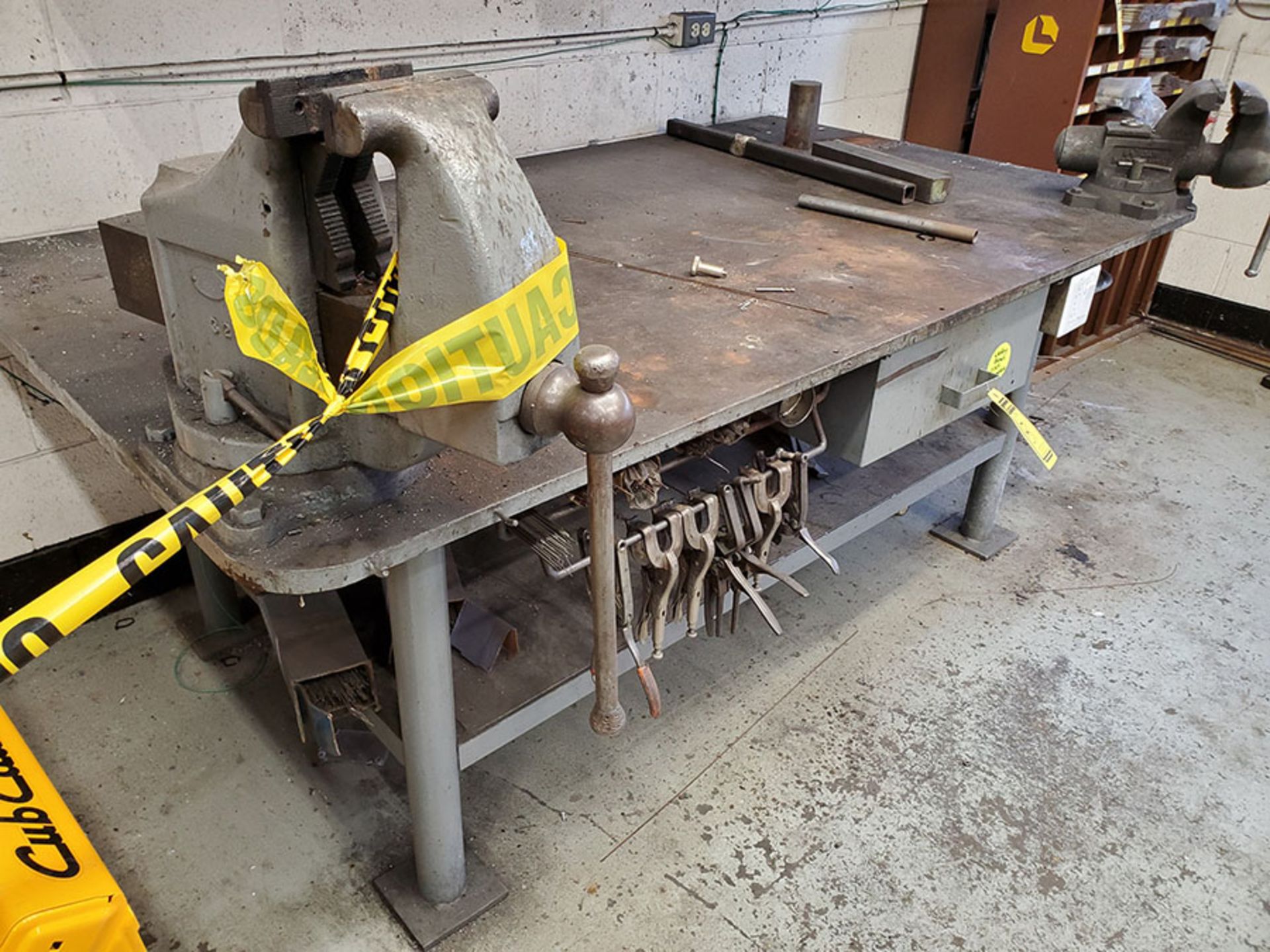 WELDING TABLE 4' X 7' X 1'' WITH L-3 STARRETT ATHOL VISE 326 AND 6 1/2'' JAW VISE - Image 3 of 5