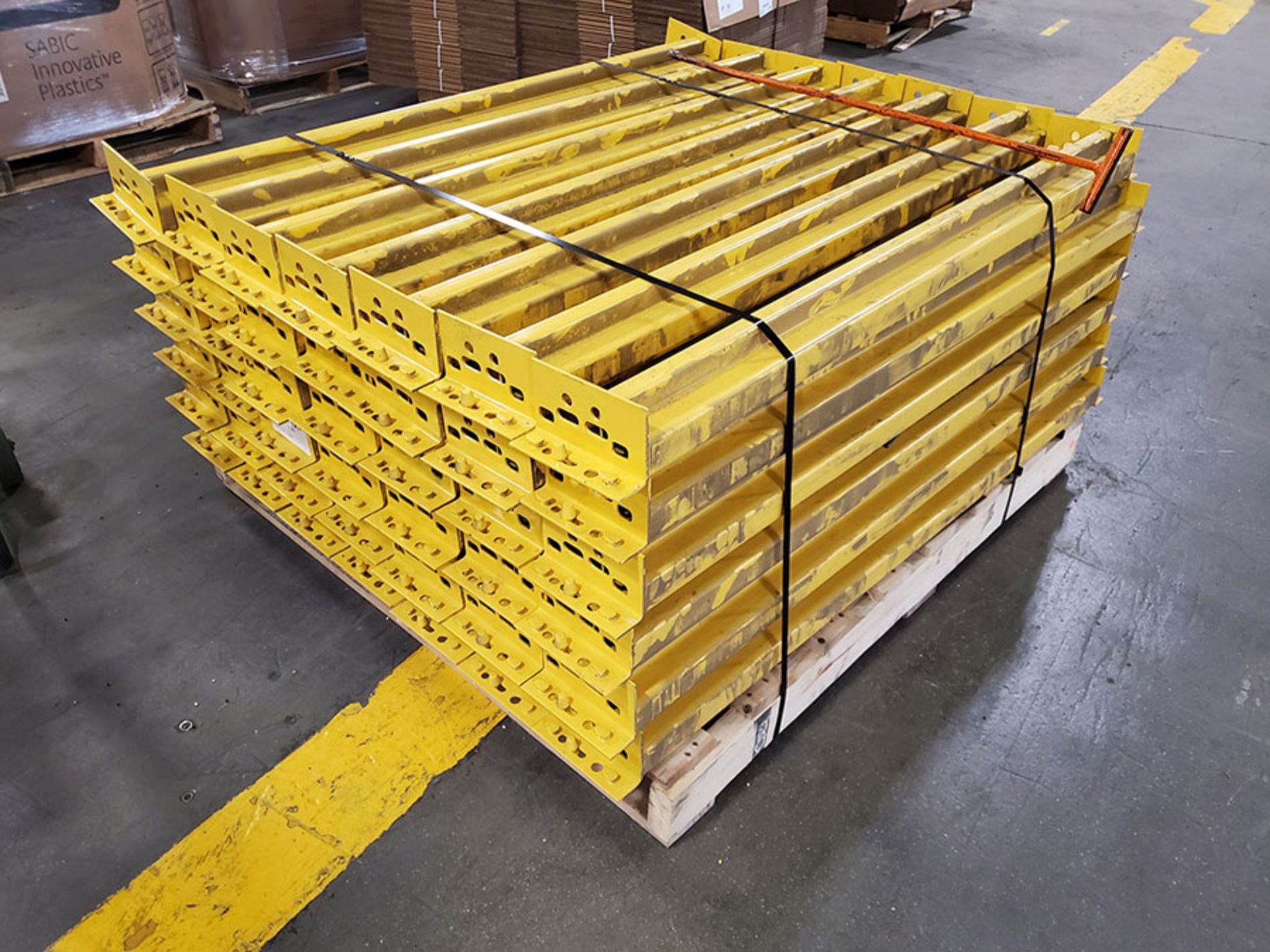 PALLET RACKING ASSEMBLED & ON THE GROUND - (14) SECTIONS TEAR DROP PALLET RACKING, 12' UPRIGHTS X - Image 10 of 19