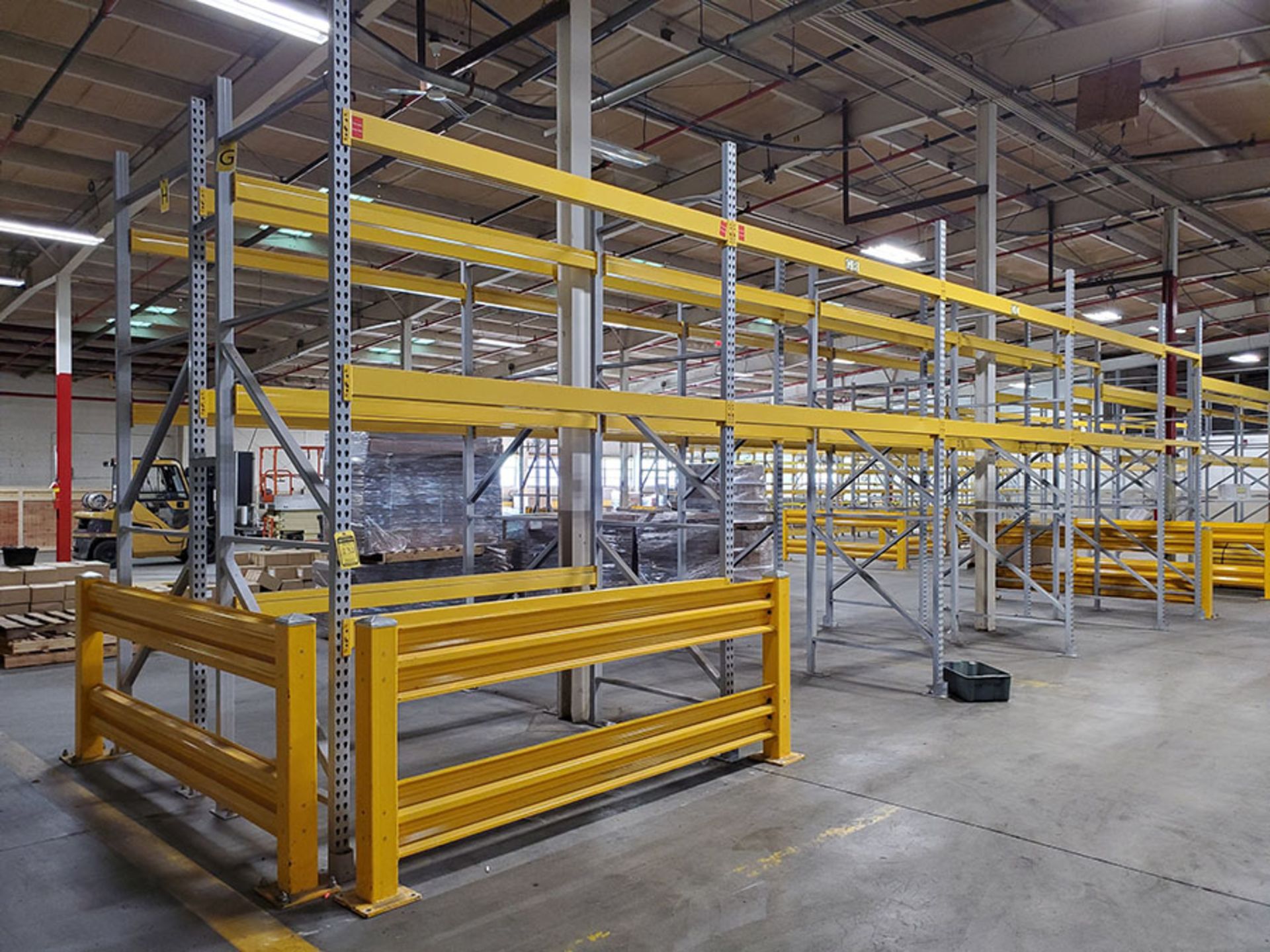 PALLET RACKING ASSEMBLED & ON THE GROUND - (14) SECTIONS TEAR DROP PALLET RACKING, 12' UPRIGHTS X