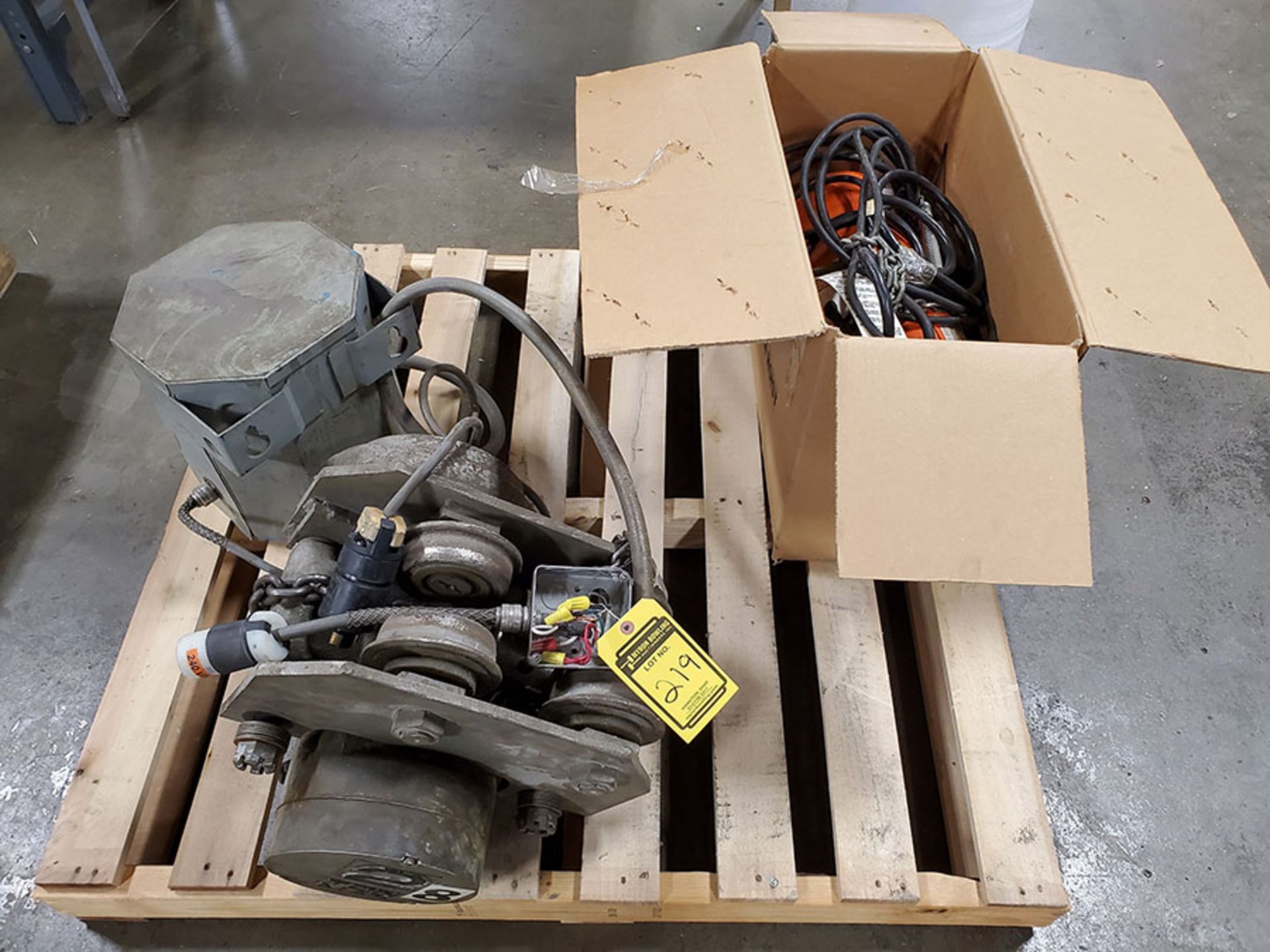 LOT OF (2) CM 2-TON ELECTRIC CHAIN HOISTS