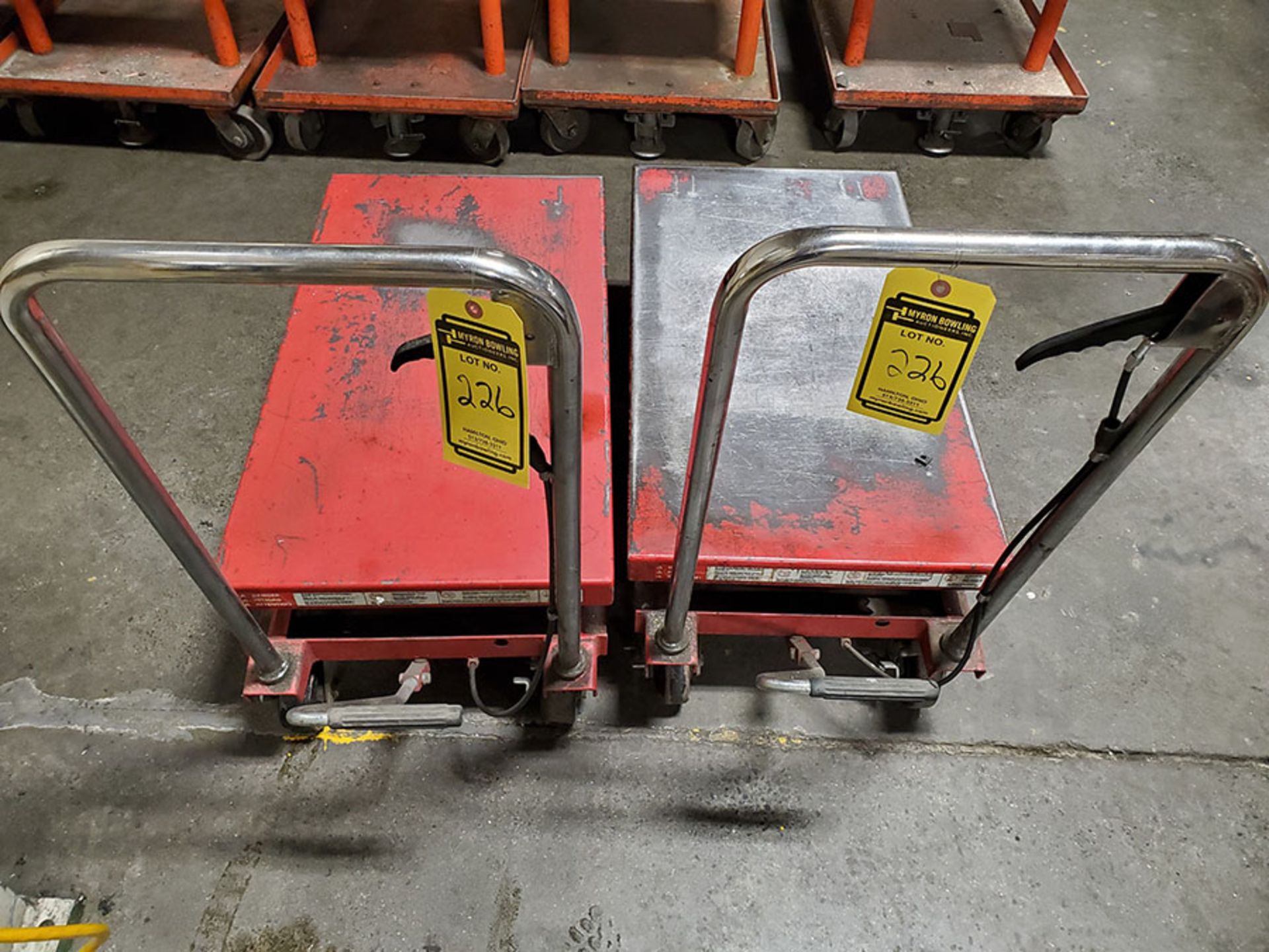 LOT OF (2) HYDRAULIC SCISSOR LIFT DIE CARTS