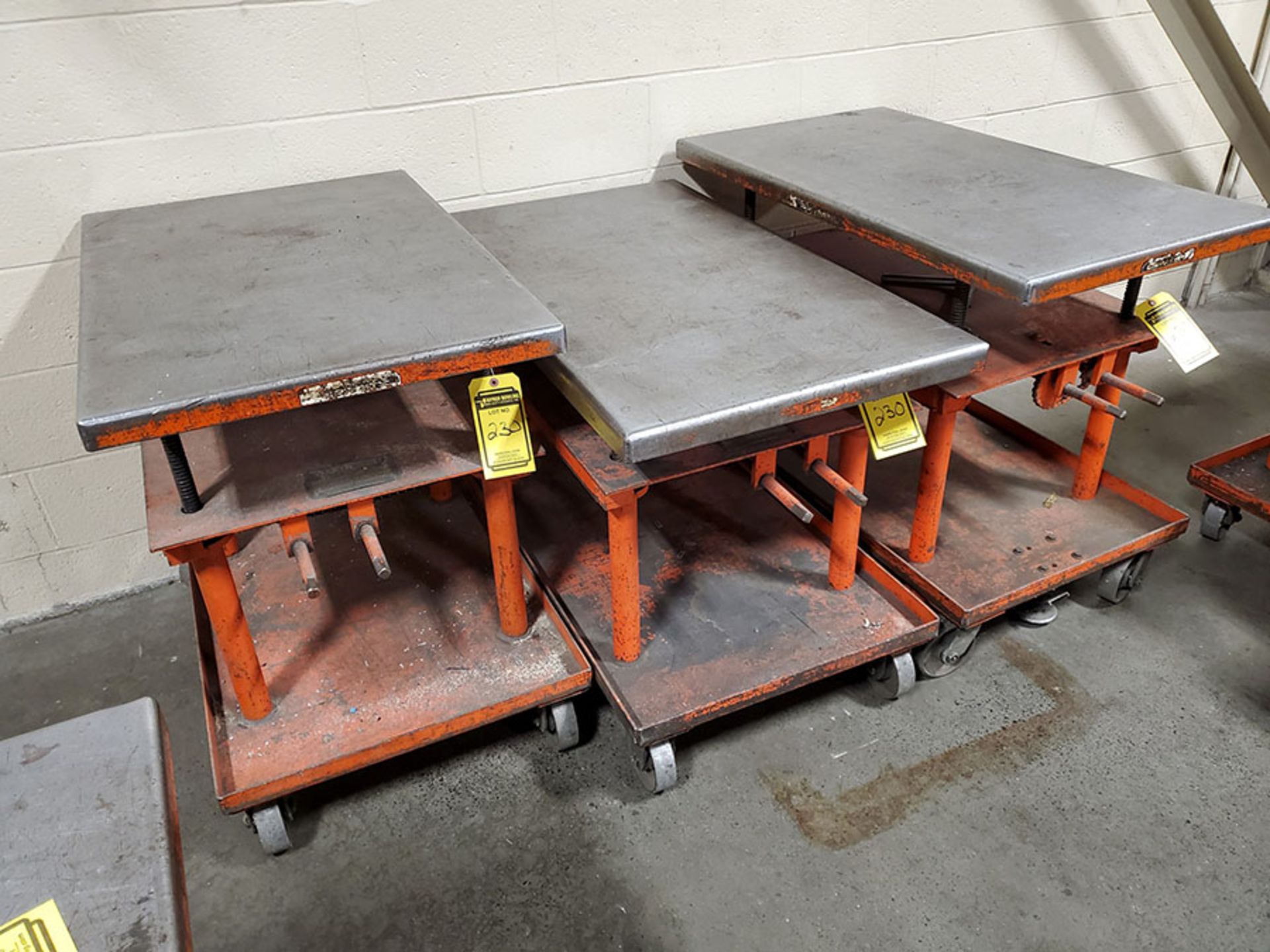 LOT OF (3) ECONOMY 2,000 LB. MECHANICAL DIE LIFT TABLES - Image 3 of 3