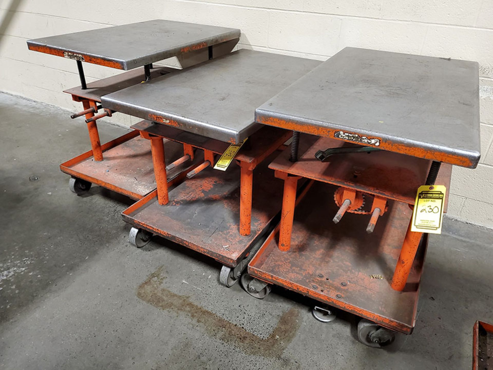 LOT OF (3) ECONOMY 2,000 LB. MECHANICAL DIE LIFT TABLES - Image 2 of 3