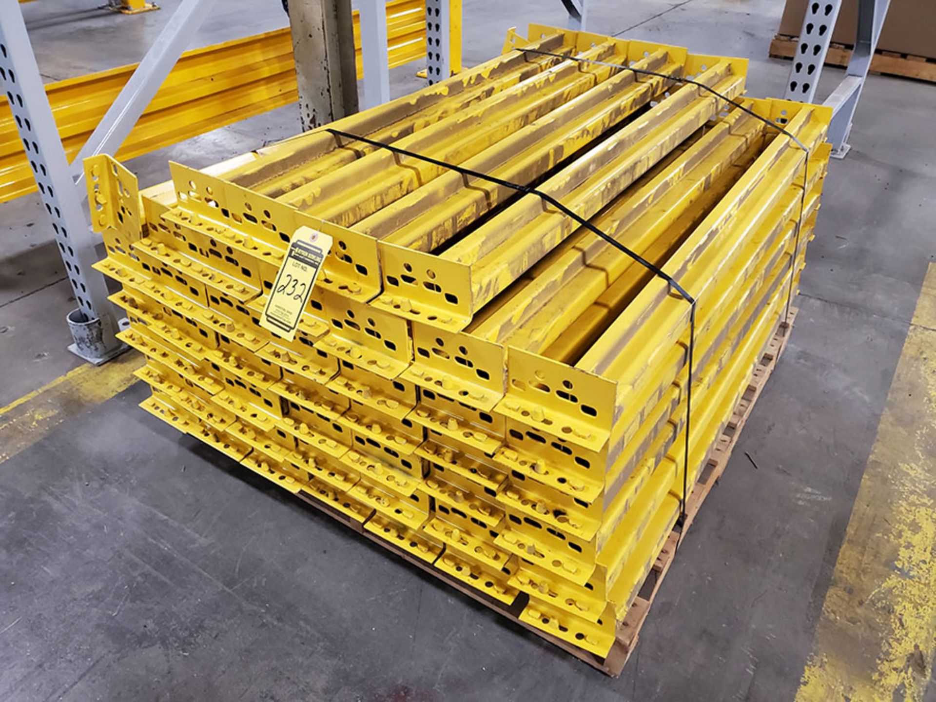 PALLET RACKING ASSEMBLED & ON THE GROUND - (14) SECTIONS TEAR DROP PALLET RACKING, 12' UPRIGHTS X - Image 11 of 19