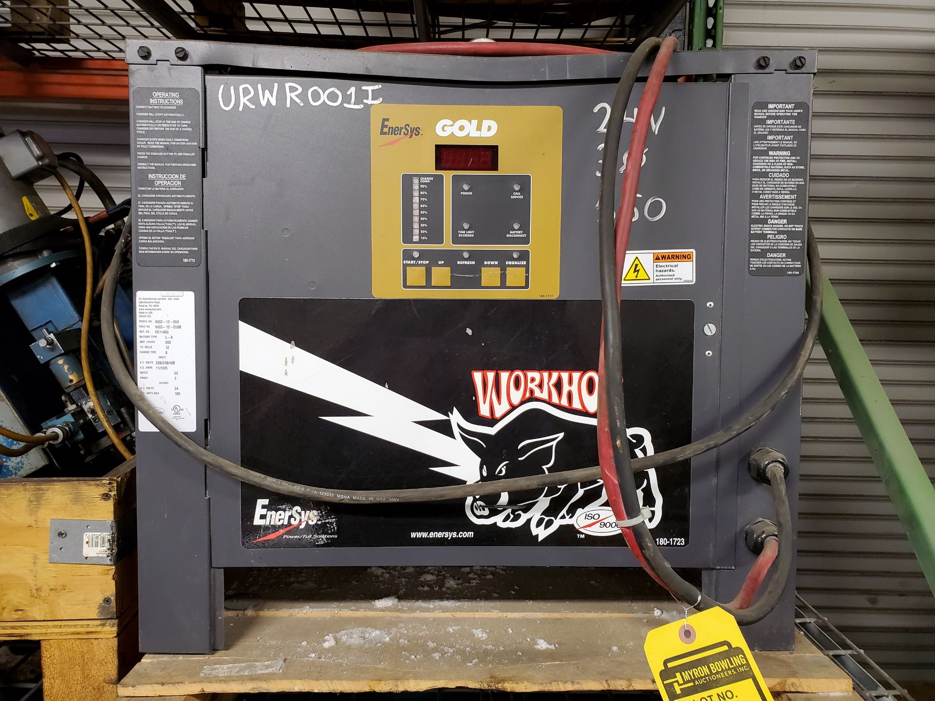 ENERSYS GOLD WORKHOG 24V. BATTERY CHARGER, MODEL WB3-12-550, S/N FE11458 - Image 3 of 3