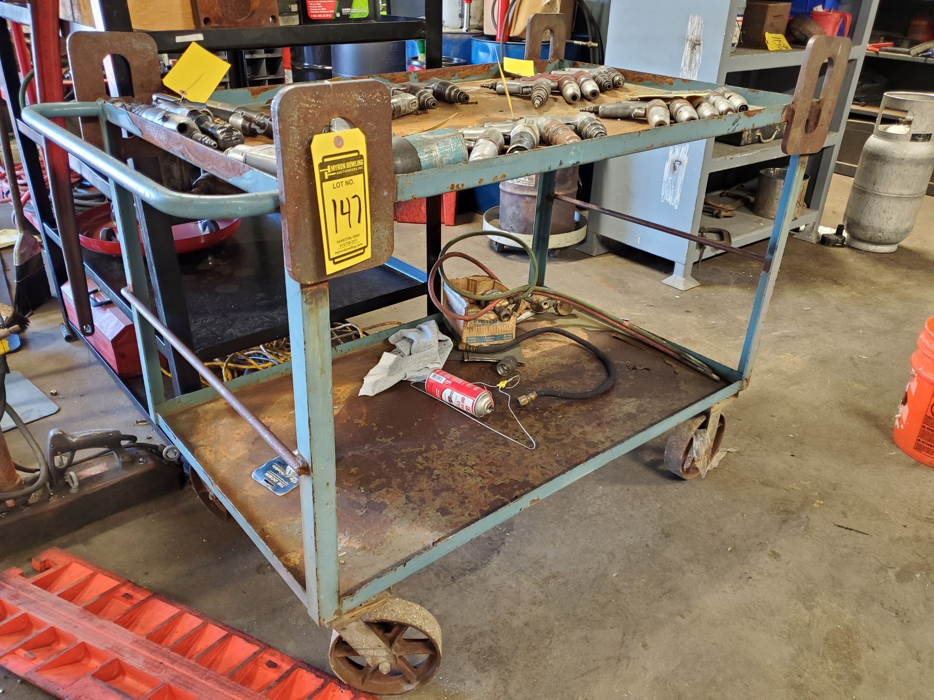 PORTABLE LOCKING CAGE & STEEL CART W/ STEEL WHEELS - Image 4 of 6