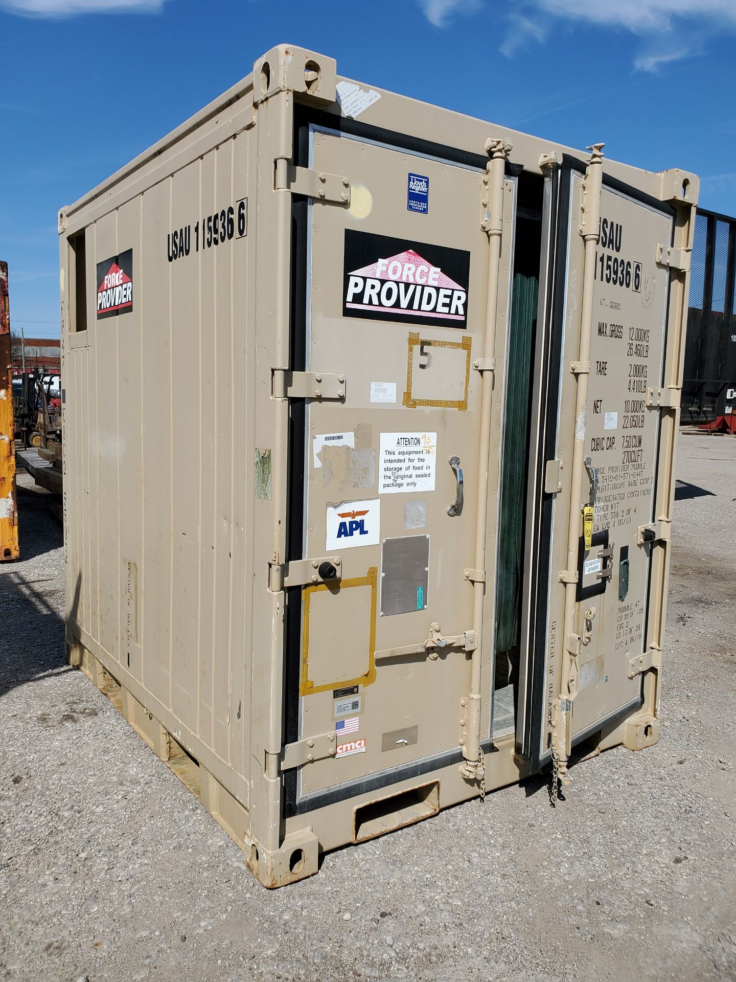 2009 FORCE PROVIDER REFRIGERATED CONTAINER 8' X 8' X 6.5', LESS THAN 200 HOURS