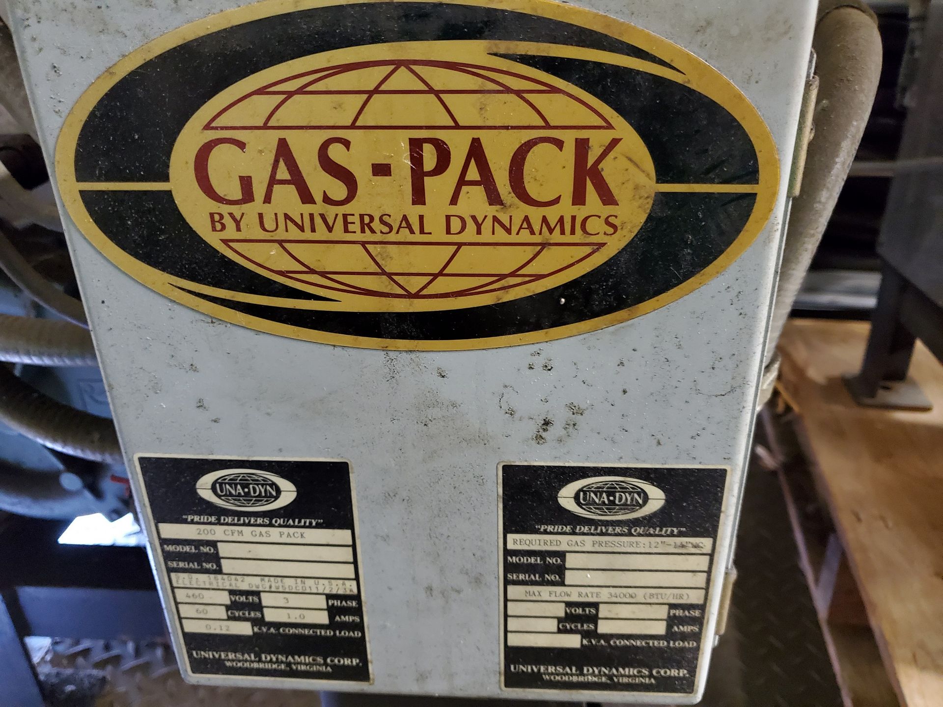 (3) GAS PACK 200 CFM FURNACES, 34,000 BTU/HR, 460/60/3, 12'' - 14'' WC PRESSURE REQUIRED - Image 4 of 7