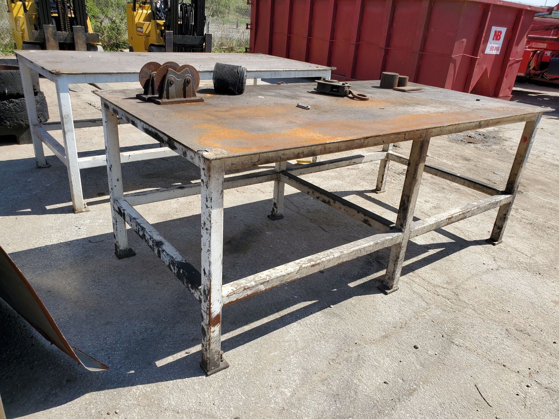 (2 +/-) ASSORTED STEEL TABLES - Image 3 of 4