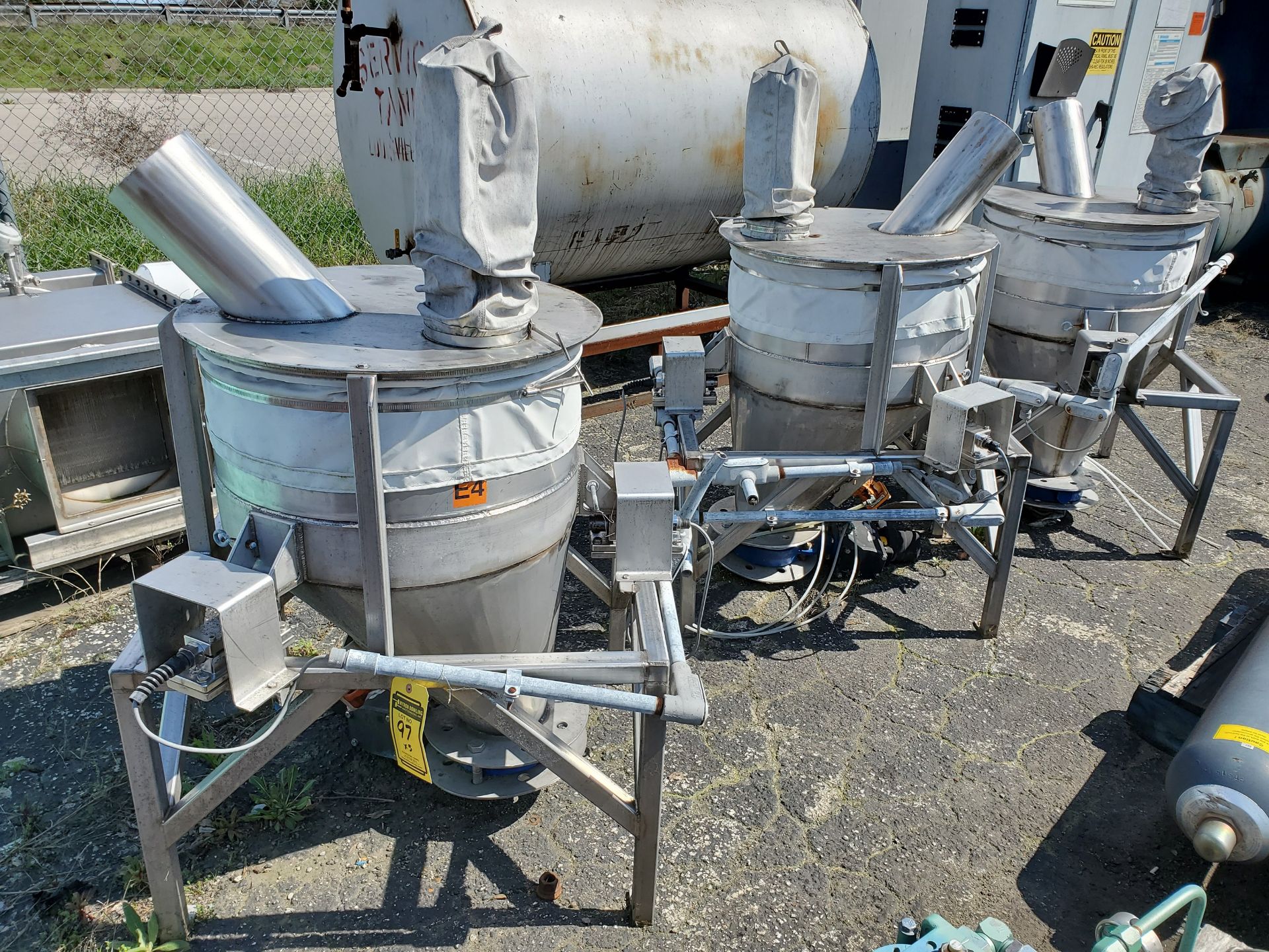 (3) STAINLESS STEEL HOPPERS