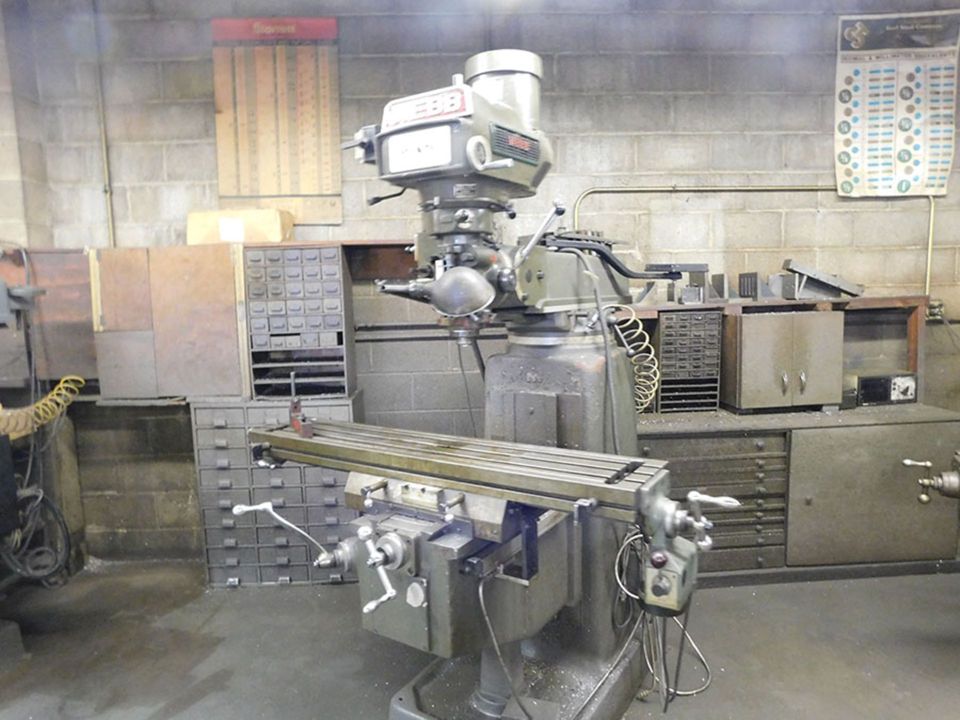 WEBB VERTICAL MILL TRITEK MACHINE #771100, MODEL 3VK, TABLE SIZE 9' X 42'', T-SLOTS, TABLE TRAVEL