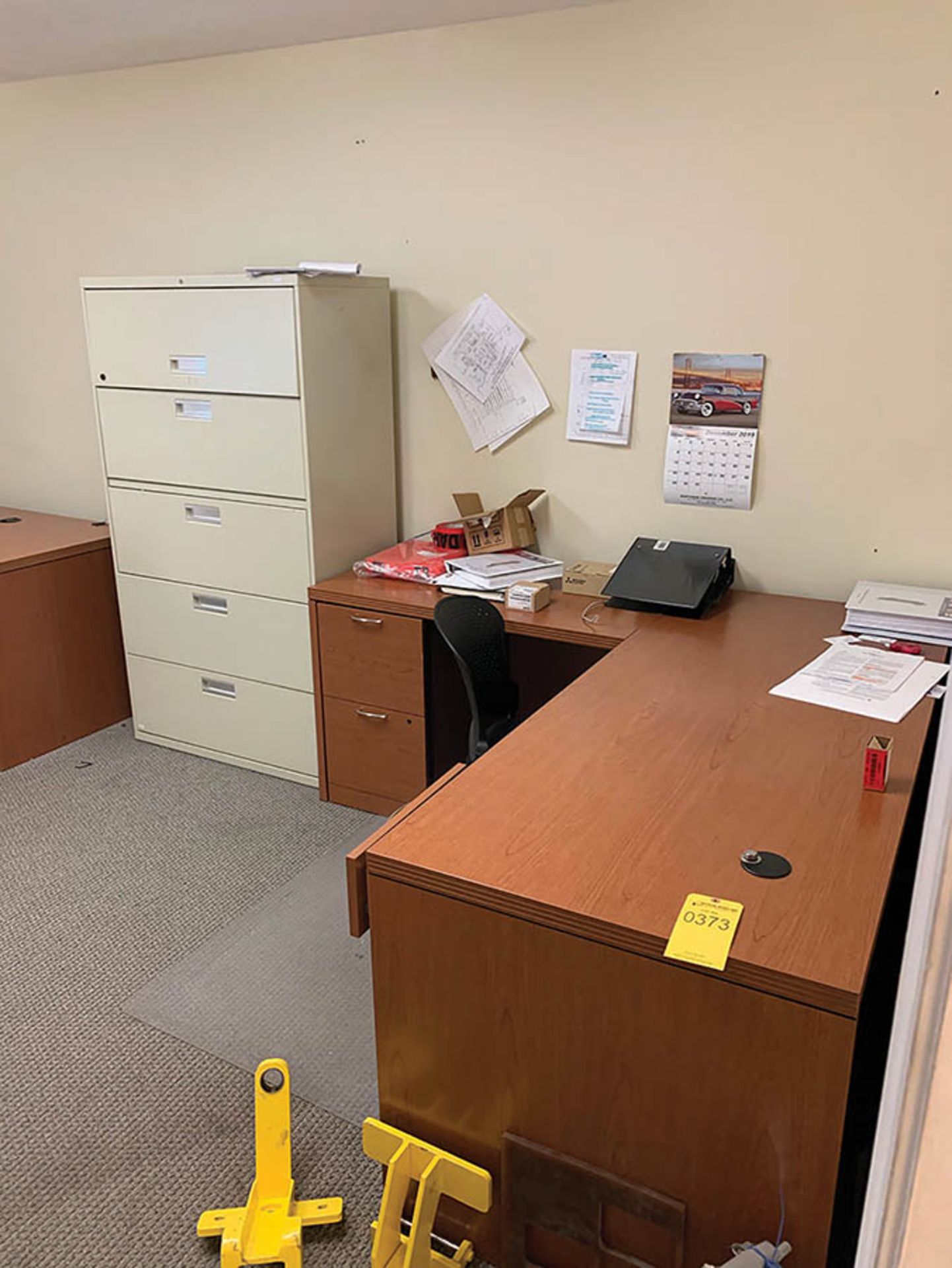 CONTENTS OF OFFICE, INCLUDING (5) DESKS, (2) CHAIRS, AND UPRIGHT FILING CABINET