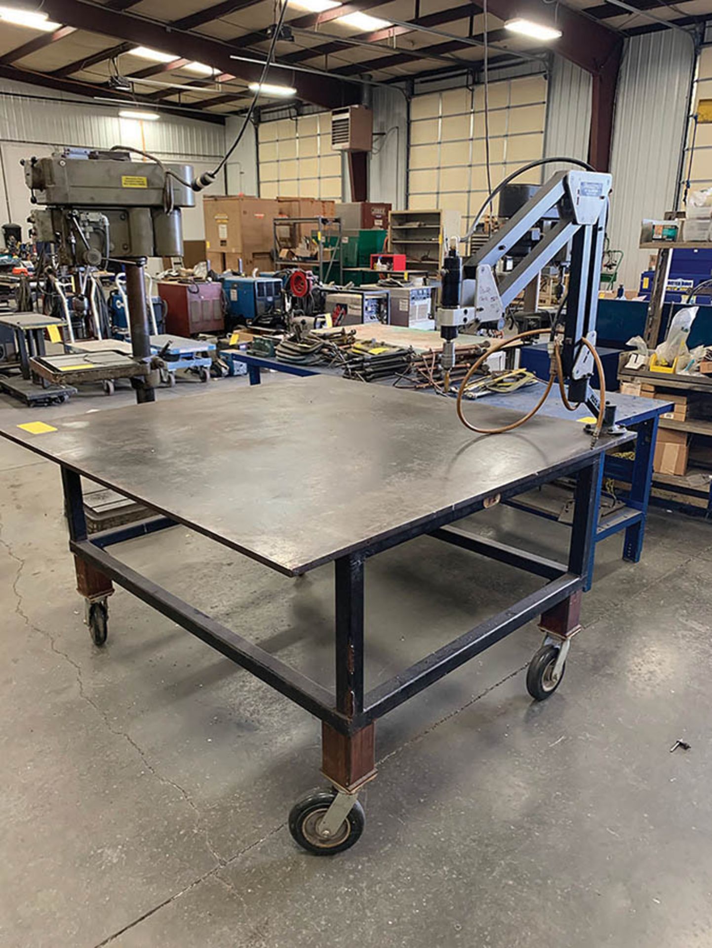 ROLLING STEEL TABLE WITH TAP ON FLEX ARM, S/N 024017 - Image 2 of 2