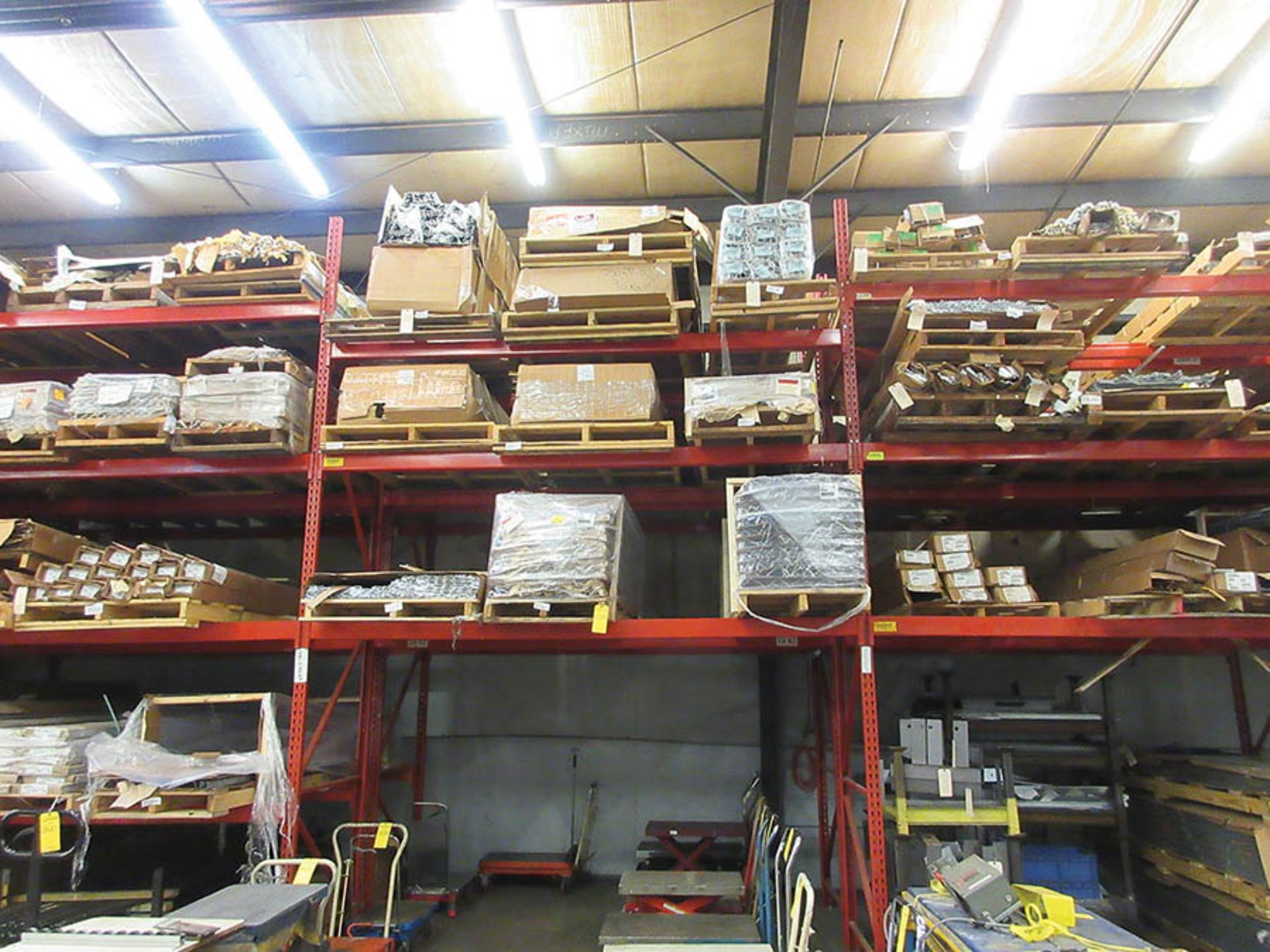 (18) SECTIONS OF TEARDROP STYLE PALLET RACK: (20) 16' X 48'' UPRIGHTS, (136) 11' X 4'' CROSSBEAMS