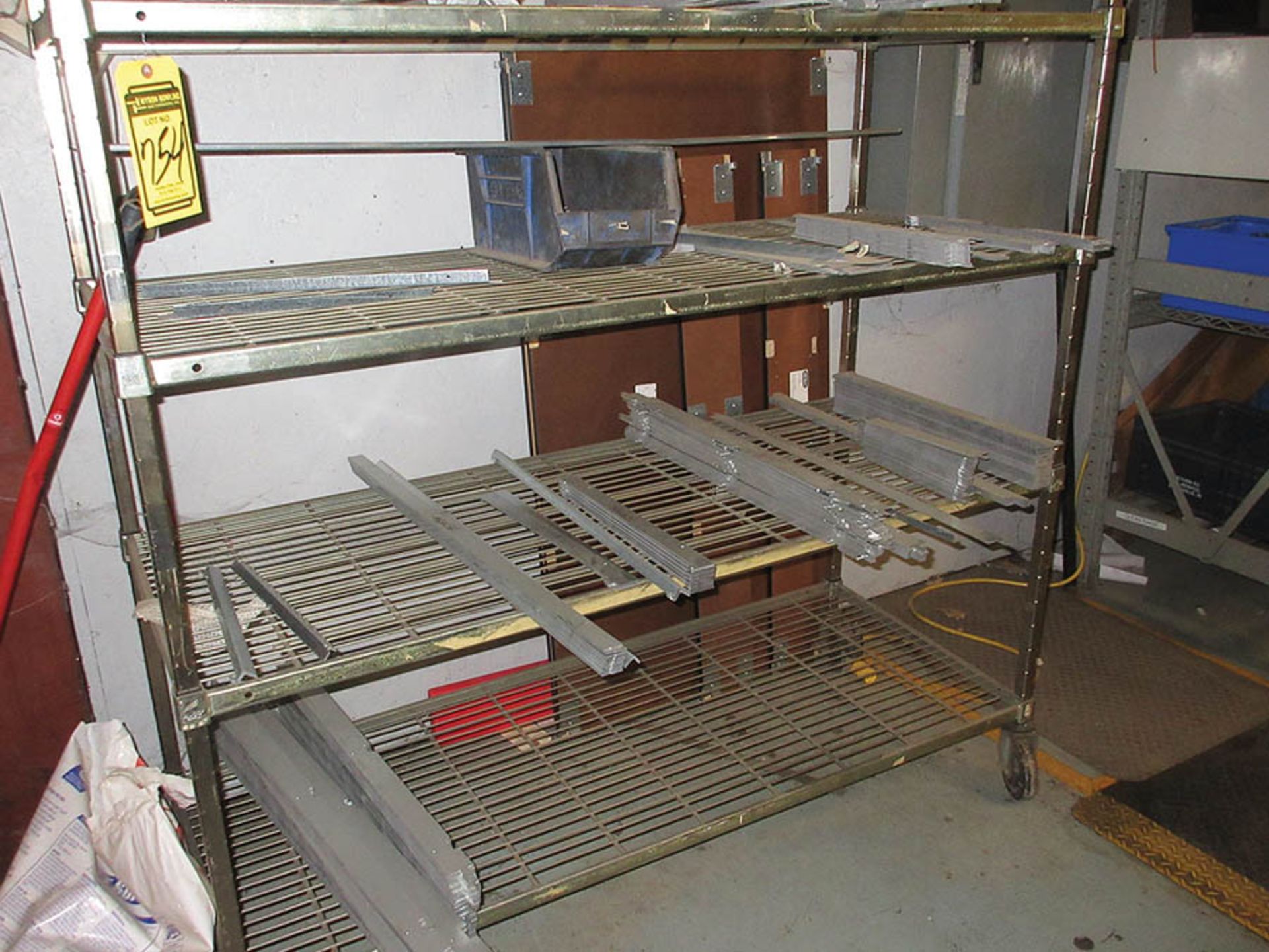 CONTENTS OF (19) SECTIONS OF PALLET RACK: CARDBOARD BOXES, PRODUCTION PARTS, AKRO BINS, FRAME - Image 9 of 11