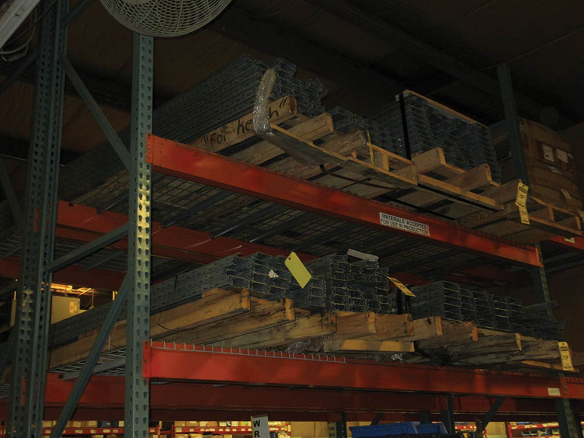 CONTENTS OF (19) SECTIONS OF PALLET RACK: CARDBOARD BOXES, PRODUCTION PARTS, AKRO BINS, FRAME - Image 3 of 11