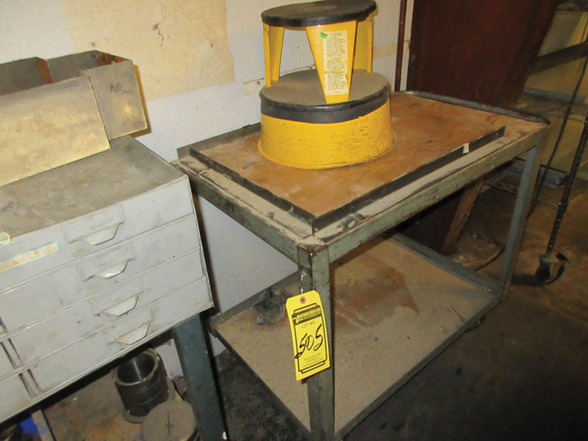 (2) TABLES AND SMALL PARTS BIN W/ TURRET PUNCH TOOLING - Image 4 of 4