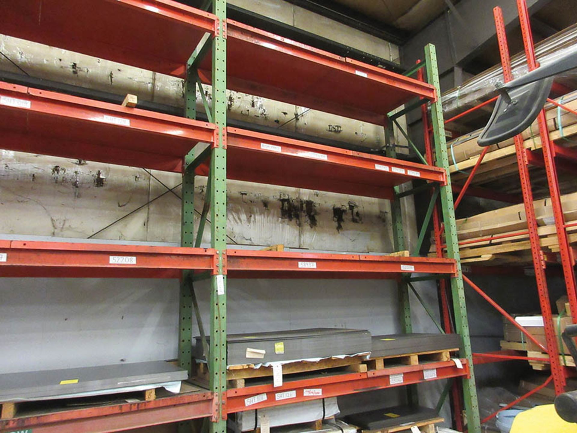 (2) SECTIONS OF BOLT-STYLE PALLET RACK: (3) 16' X 36'' UPRIGHTS AMD (16) 9' X 6'' CROSSBEAMS
