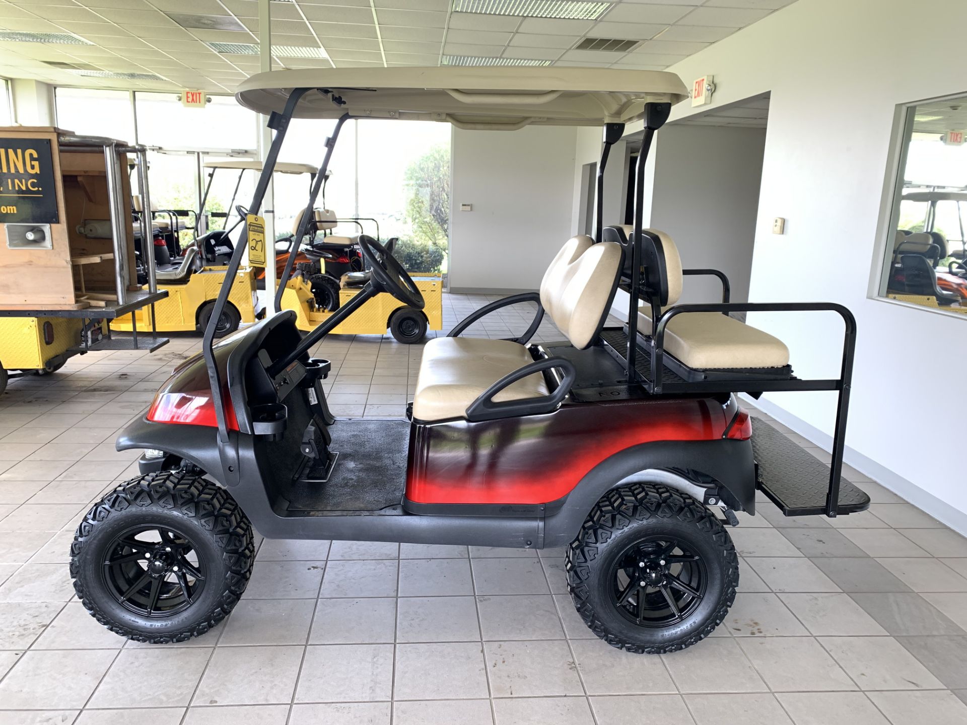 2014 CLUB CAR PRECEDENT ELECTRIC GOLF CART, WITH 48 VOLT CHARGER, 4-PASSENGER FOLD DOWN SEAT, LIFT