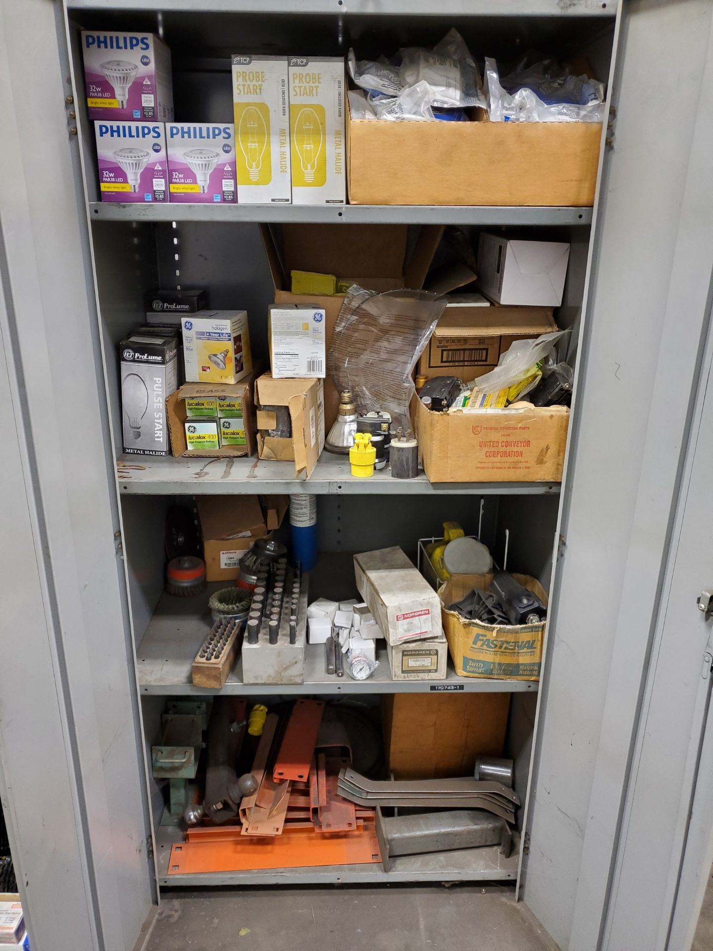 SHELVING UNIT W/ CONTENTS, RESPIRATOR, FILTERS, GLOVES, SAFETY STRAPS, MEDICAL WASTE BOX, BOOTS, - Image 5 of 12