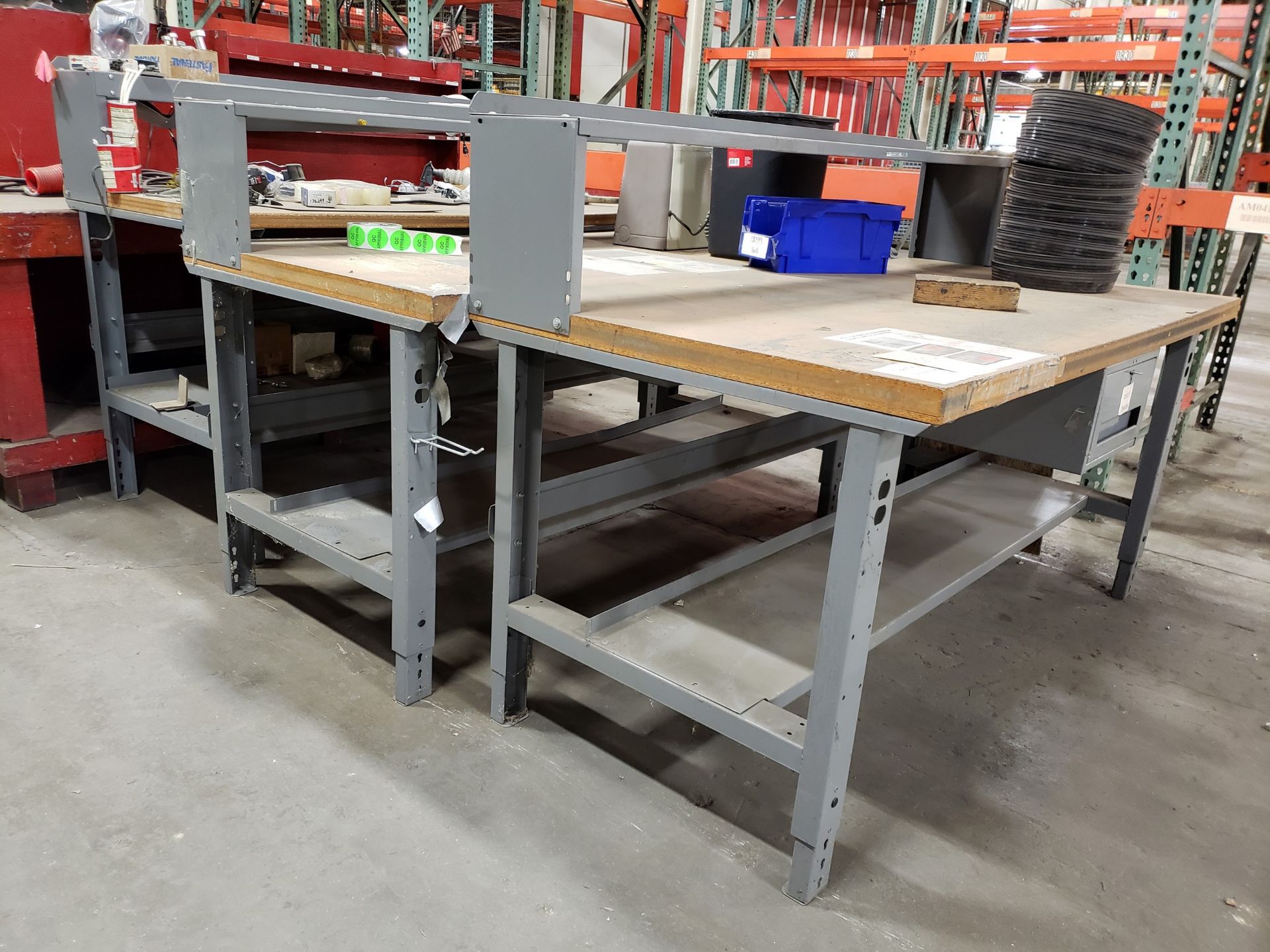 (3) WOOD TOP WORKBENCHES 36'' X 34'' X 6'; (1) HAS POWER OUTLETS - Image 9 of 9