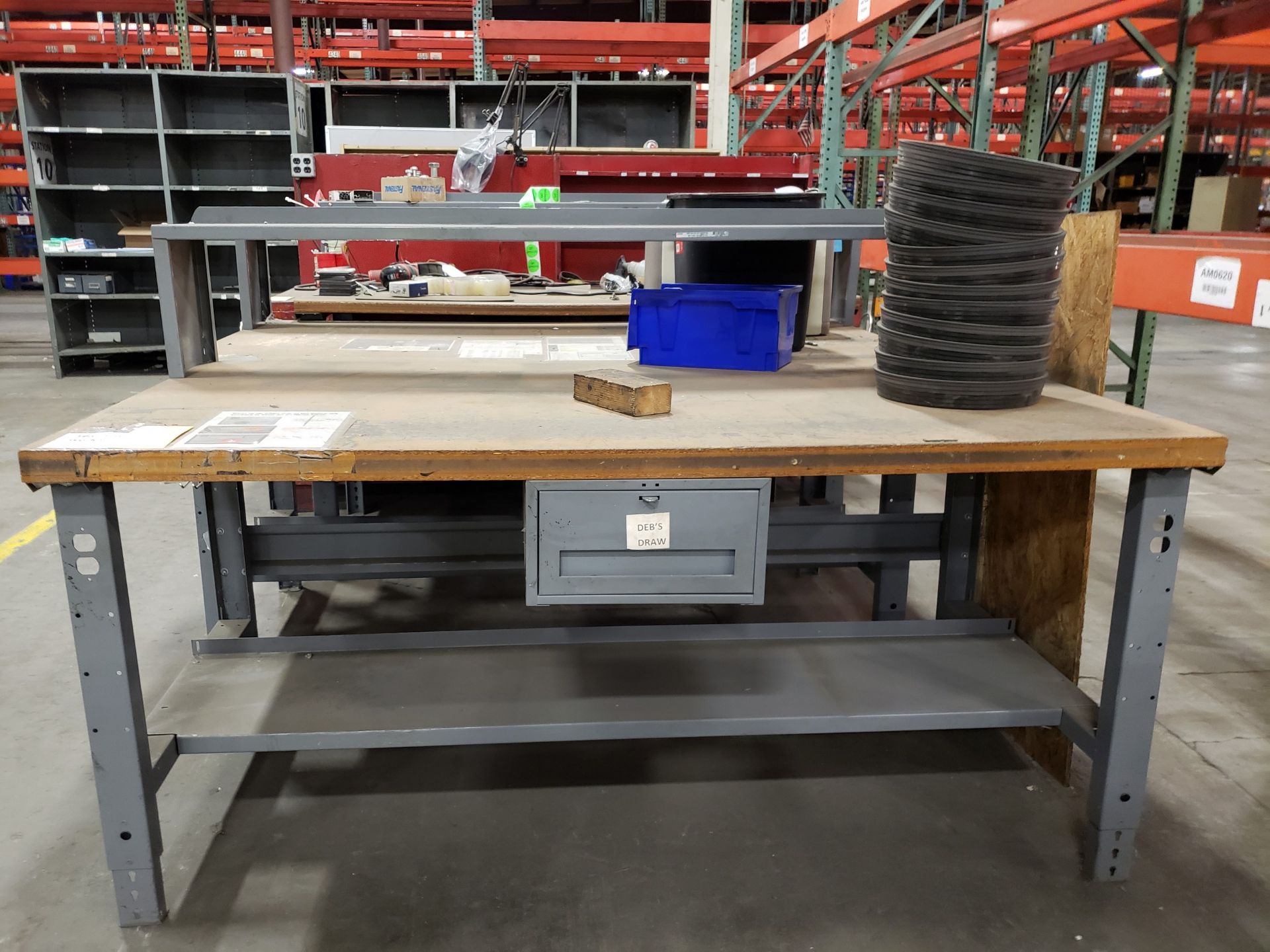 (3) WOOD TOP WORKBENCHES 36'' X 34'' X 6'; (1) HAS POWER OUTLETS - Image 2 of 9