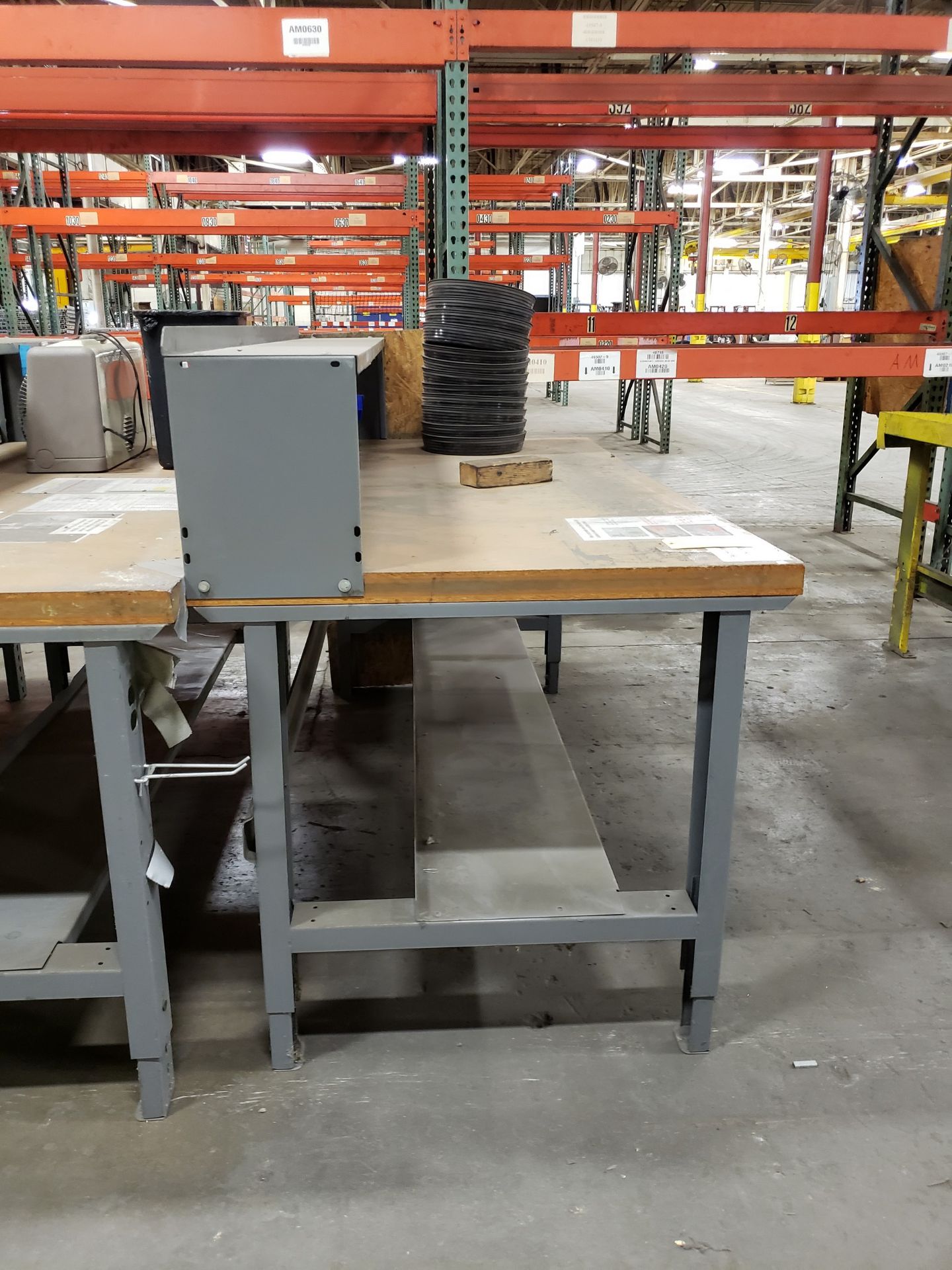 (3) WOOD TOP WORKBENCHES 36'' X 34'' X 6'; (1) HAS POWER OUTLETS - Image 3 of 9