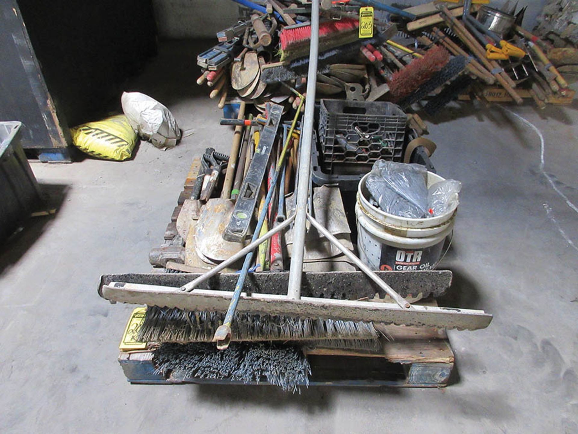 (3) PALLETS W/ LANDSCAPE TOOLS, BROOMS, PROBES, ASPHALT RAKES, PRY BARS AND MORE - Image 3 of 3