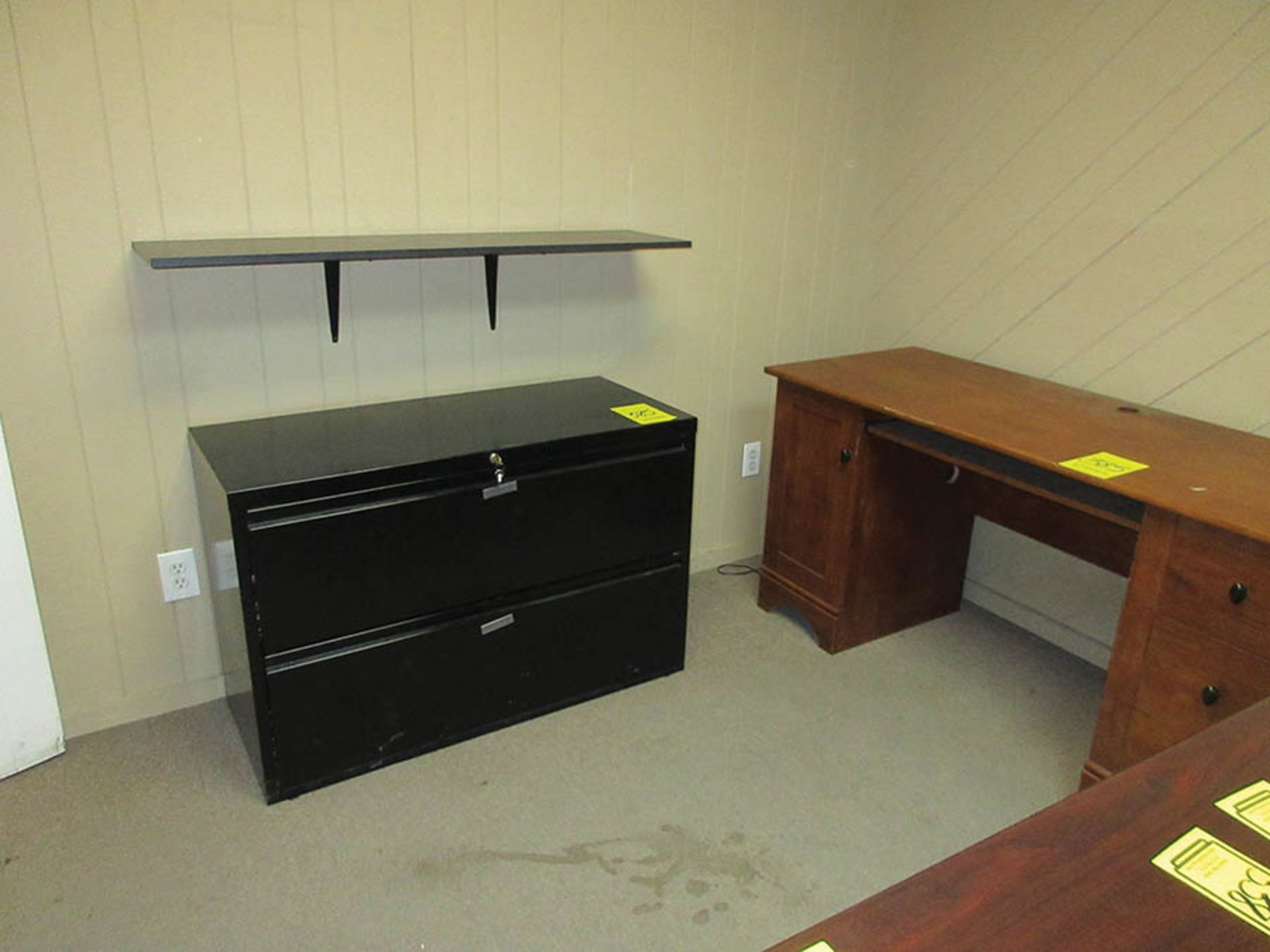(2) DESKS, LATERAL FILE CABINET, AND 2-DOOR CABINET