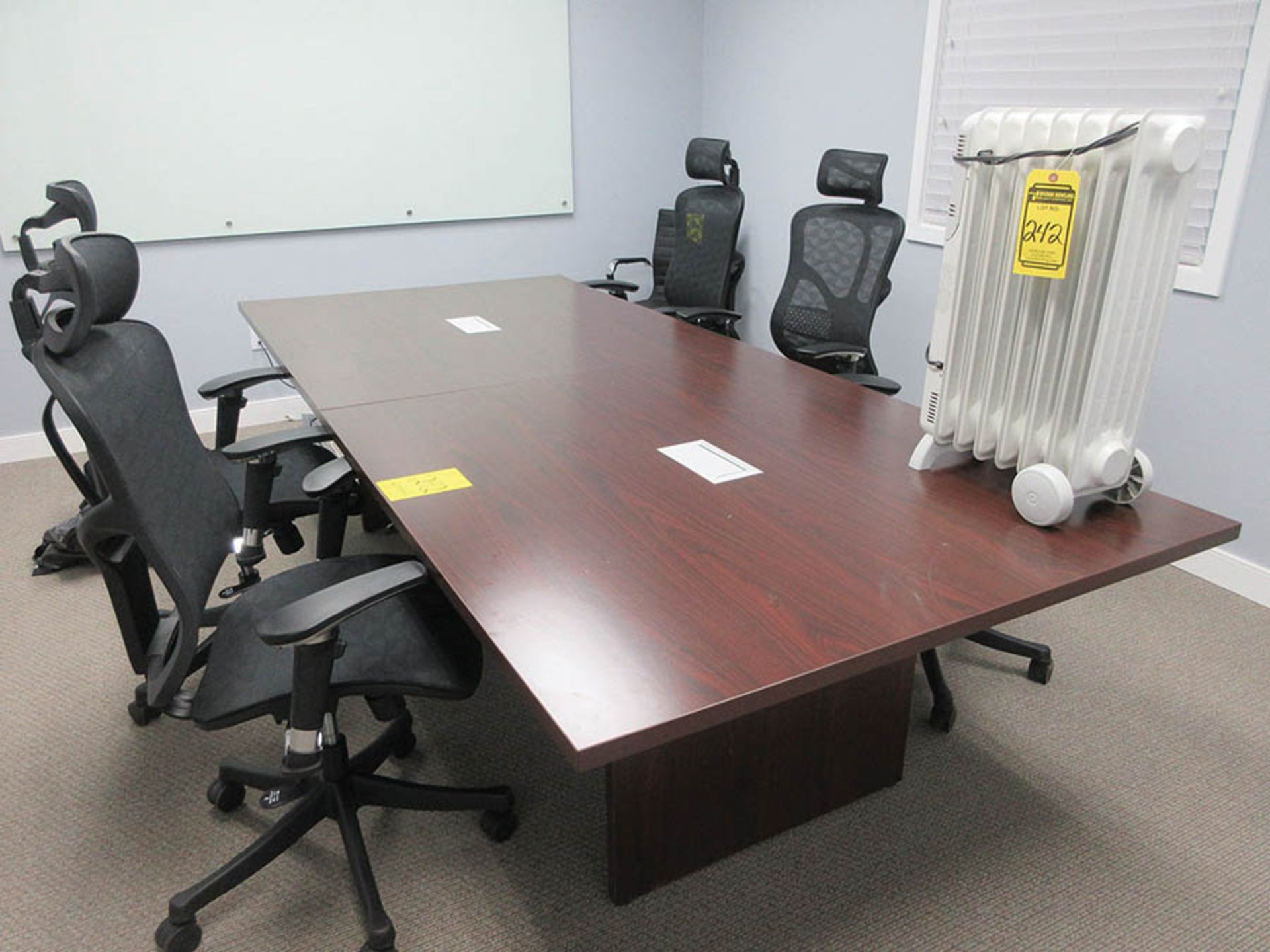 CONFERENCE ROOM TABLE APPROX. 10' X 5', CHAIRS AND HEATER ***END OF LOCATION***