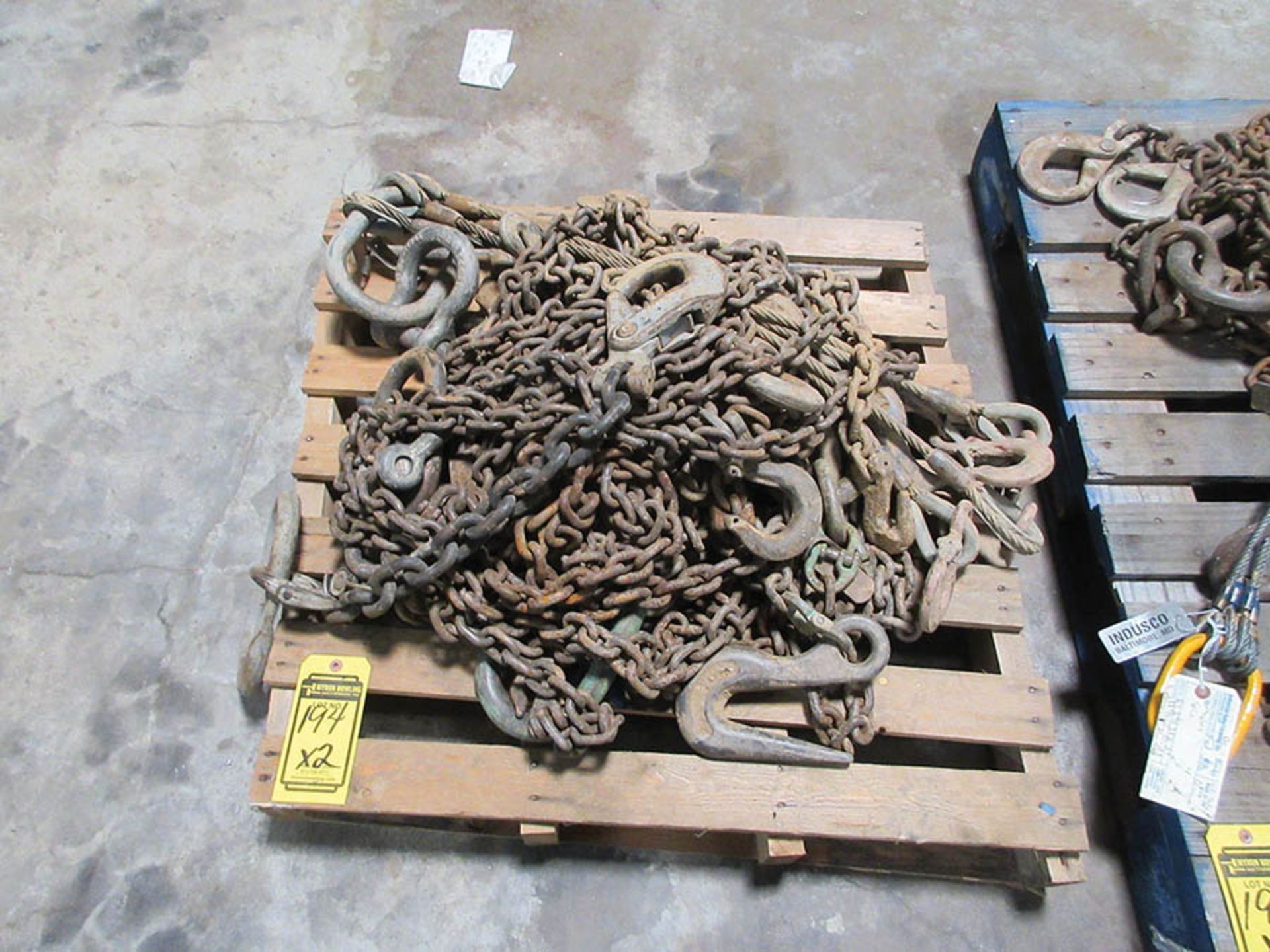 (2) PALLETS W/ ASSORTED CLEVISES, HOOKS, SPREADER CHAINS, AND CABLES - Image 2 of 2