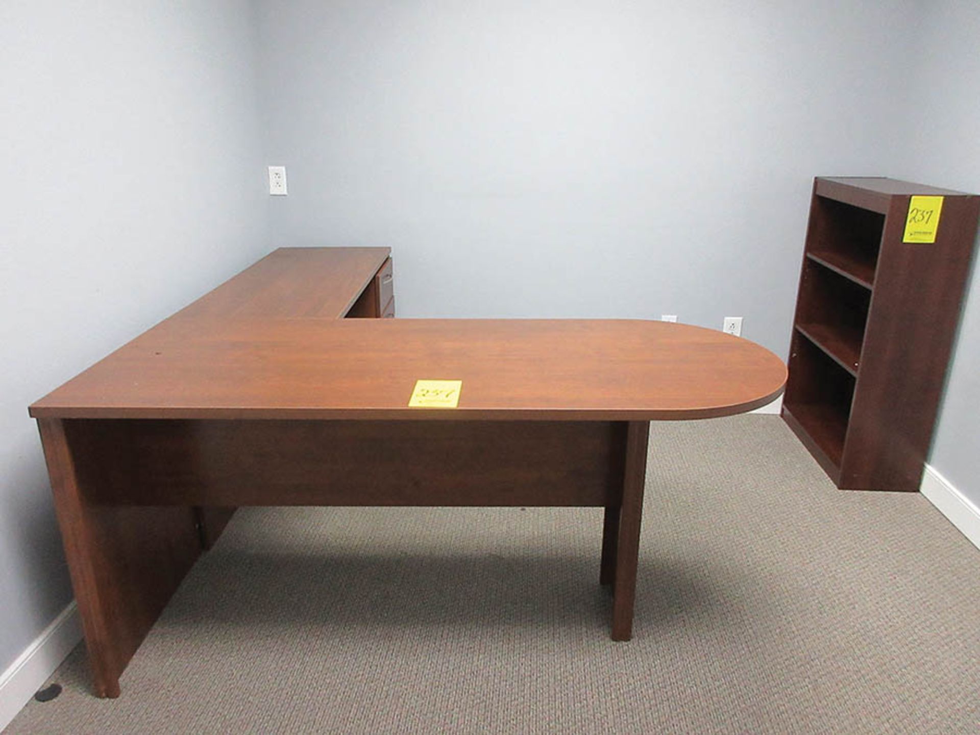 CORNER DESK, (2) BOOKCASES, (3) FILE CABINETS, ROUND TABLE - Image 3 of 3