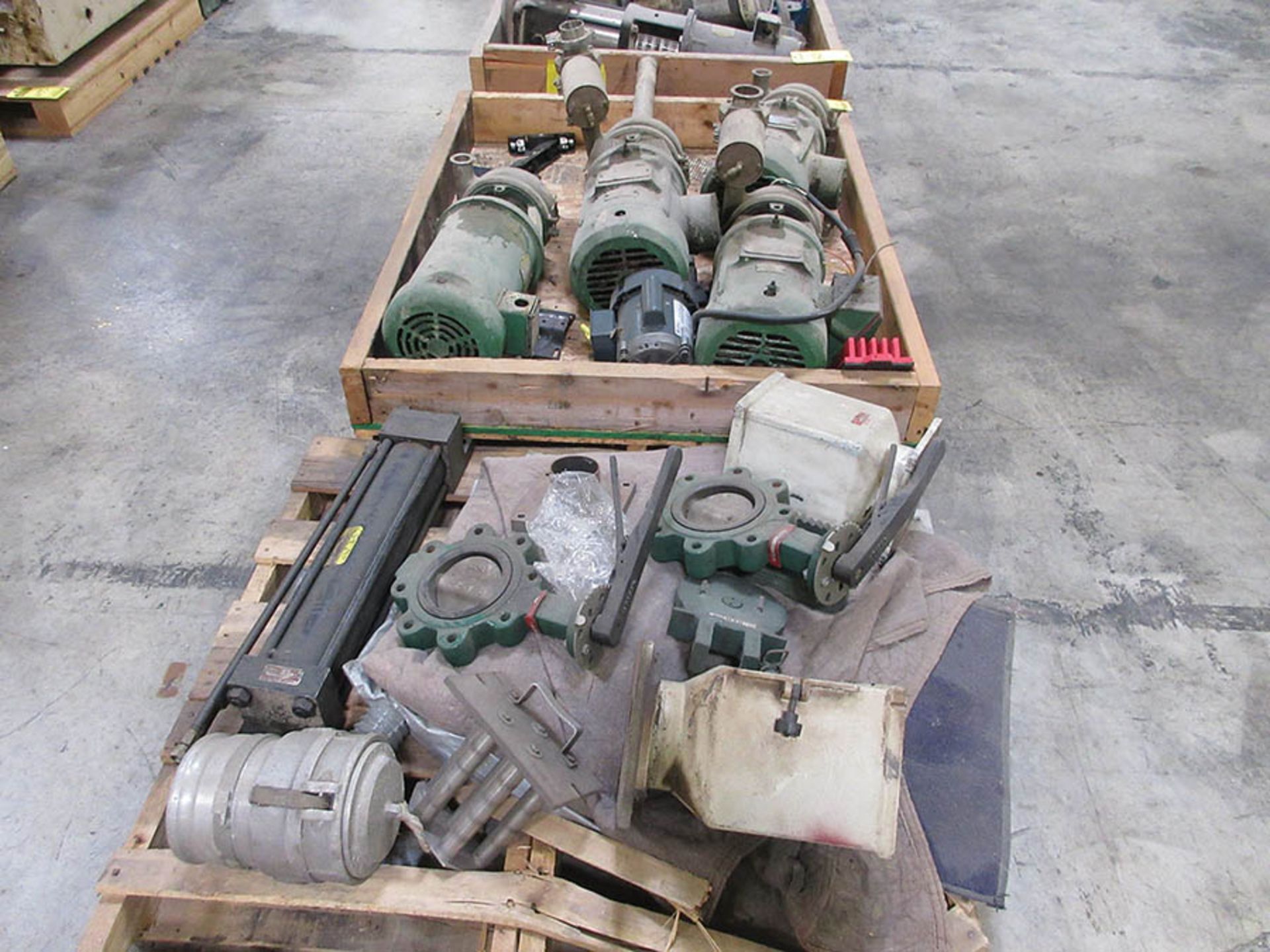 (2) PALLETS W/ BUTTERFLY VALVES 4'' AND PUMP MOTORS