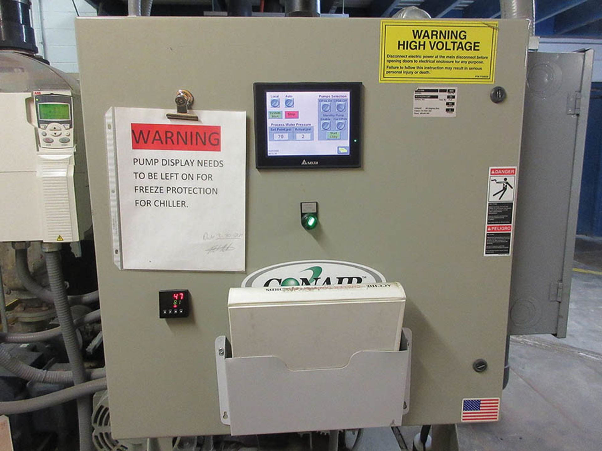 CONAIR CHILLER UNIT, MODEL PTS1300, S/N TC17827011207, 460V, 3-PHASE, (2) ABB VOLTAGE CONTROL UNITS, - Image 6 of 7