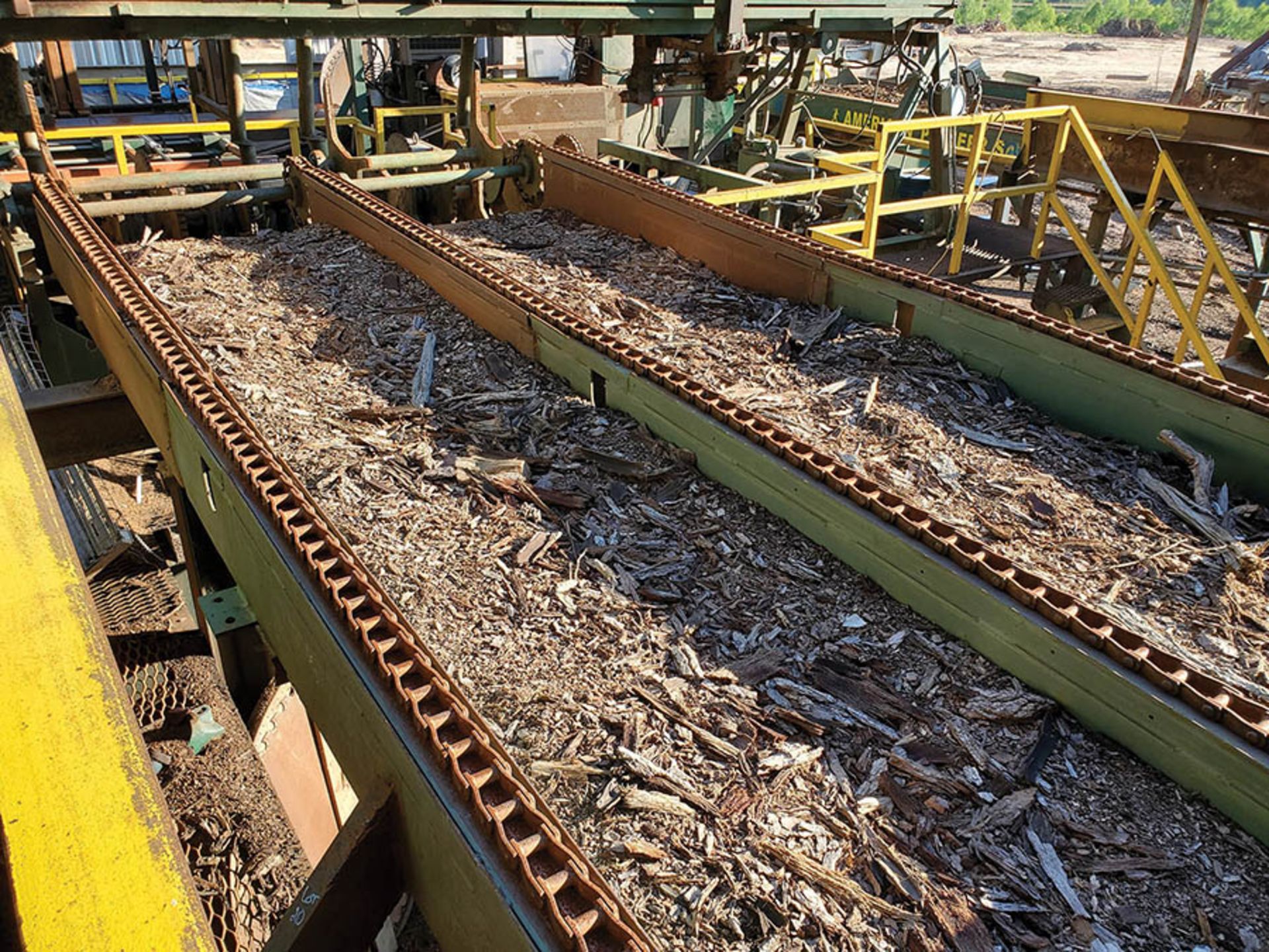 45' HOURGLASS POWER ROLLER SECTION, CHAIN DRIVEN - (1) SECTION W/LOG KICKER TO SAWMILL, (1)