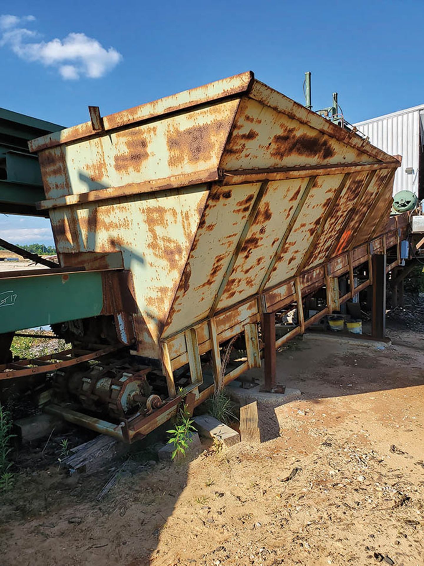 3-Chain Incline Waste Conveyor with Hopper Sides to a Single Chain Cross Conveyor on Stand - Image 12 of 13