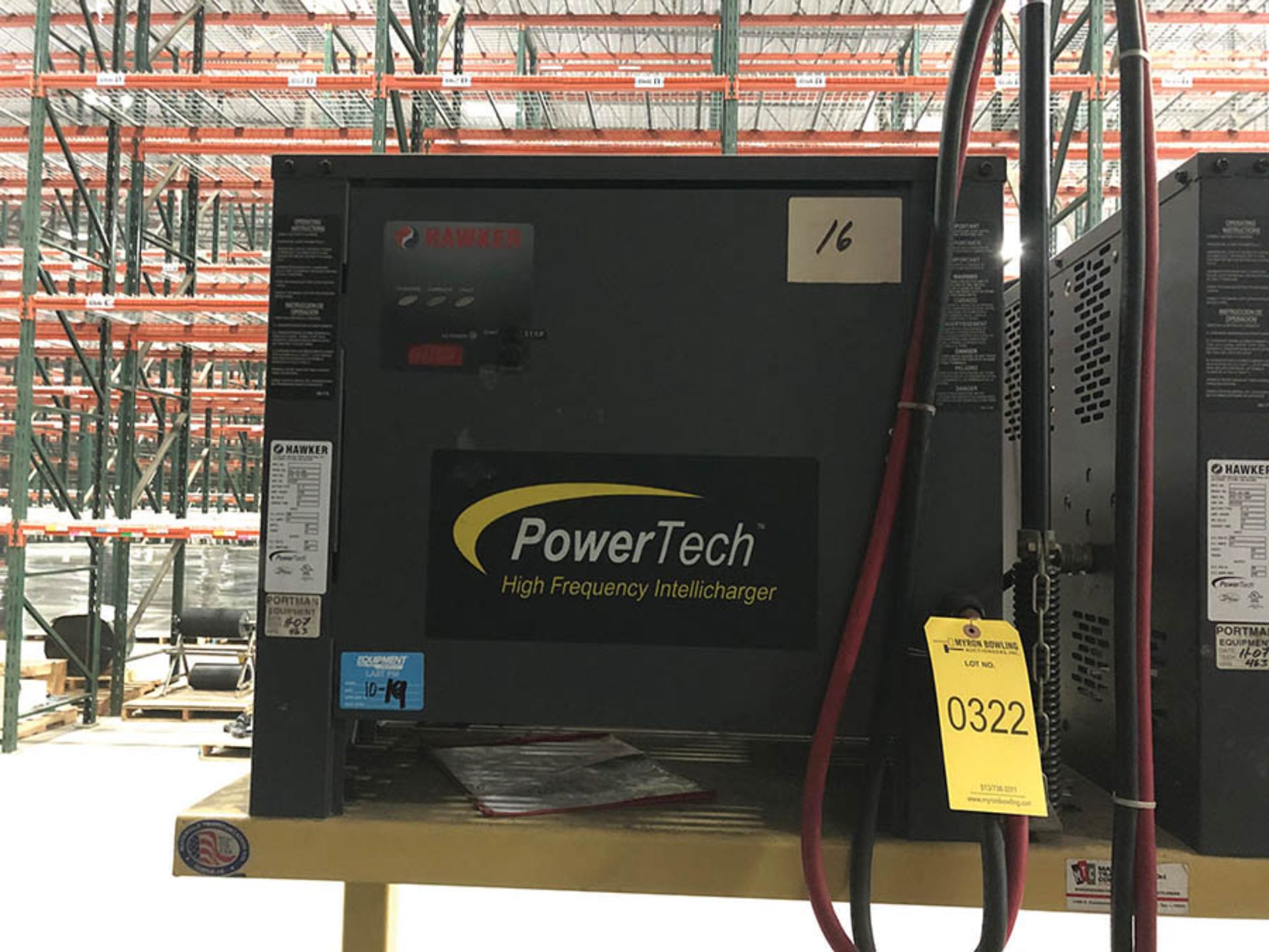 HAWKER POWER TECH BATTERY CHARGER HIGH FREQUENCY INTELLICHARGER MODEL# PTS-18-200, BATTERY TYPE