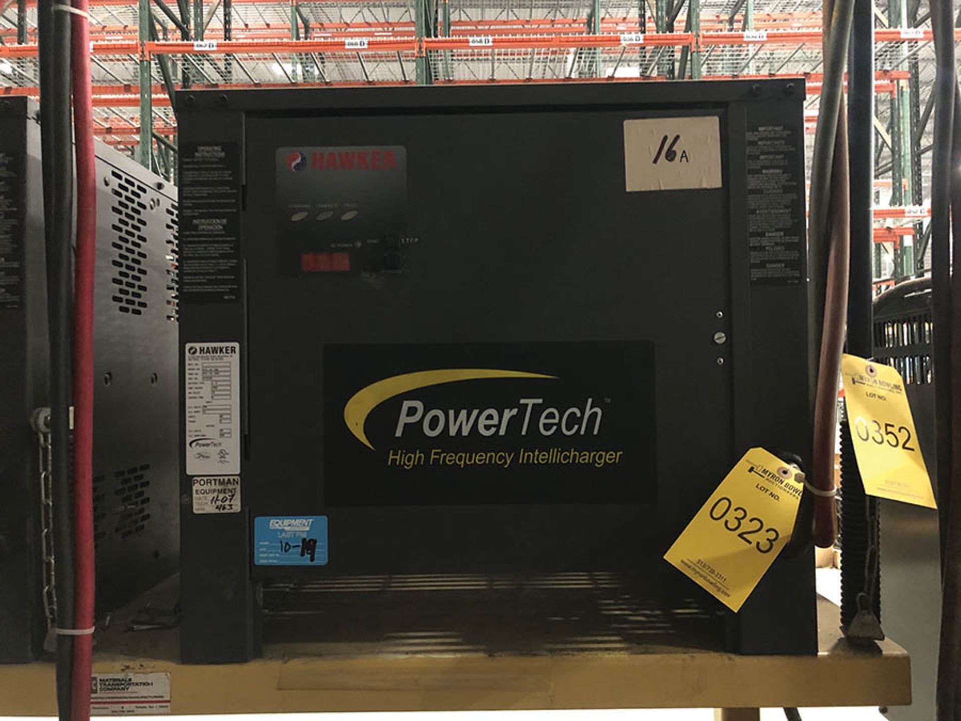 HAWKER POWER TECH BATTERY CHARGER HIGH FREQUENCY INTELLICHARGER MODEL # PTS-18-200, BATTERY TYPE LA,