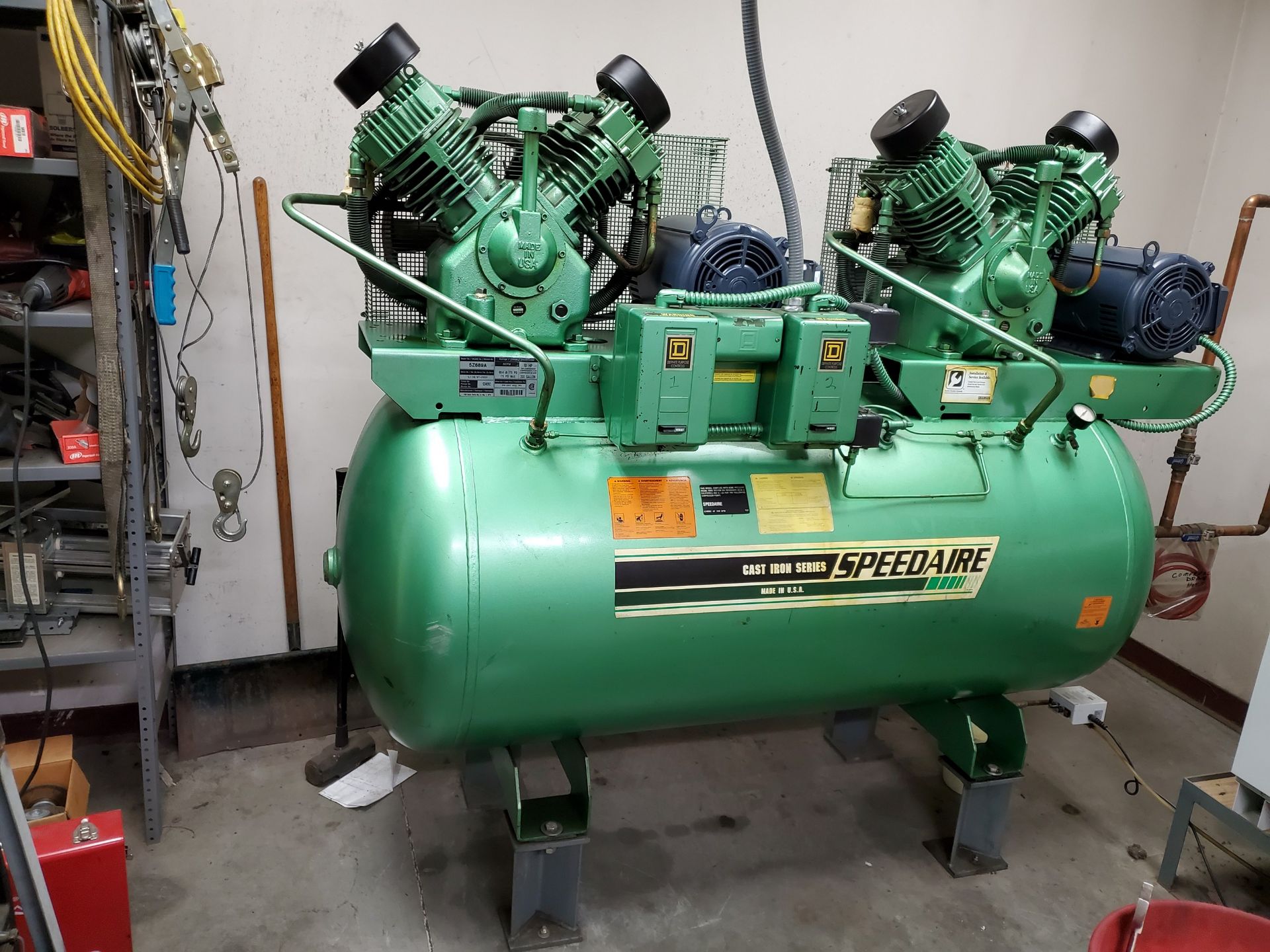 GREEN SPEEDAIRE HORIZONTAL AIR COMPRESSOR, MODEL 5Z689A, 175 MAX PSI, 584 SCFM, 200 GALLON - Image 7 of 7