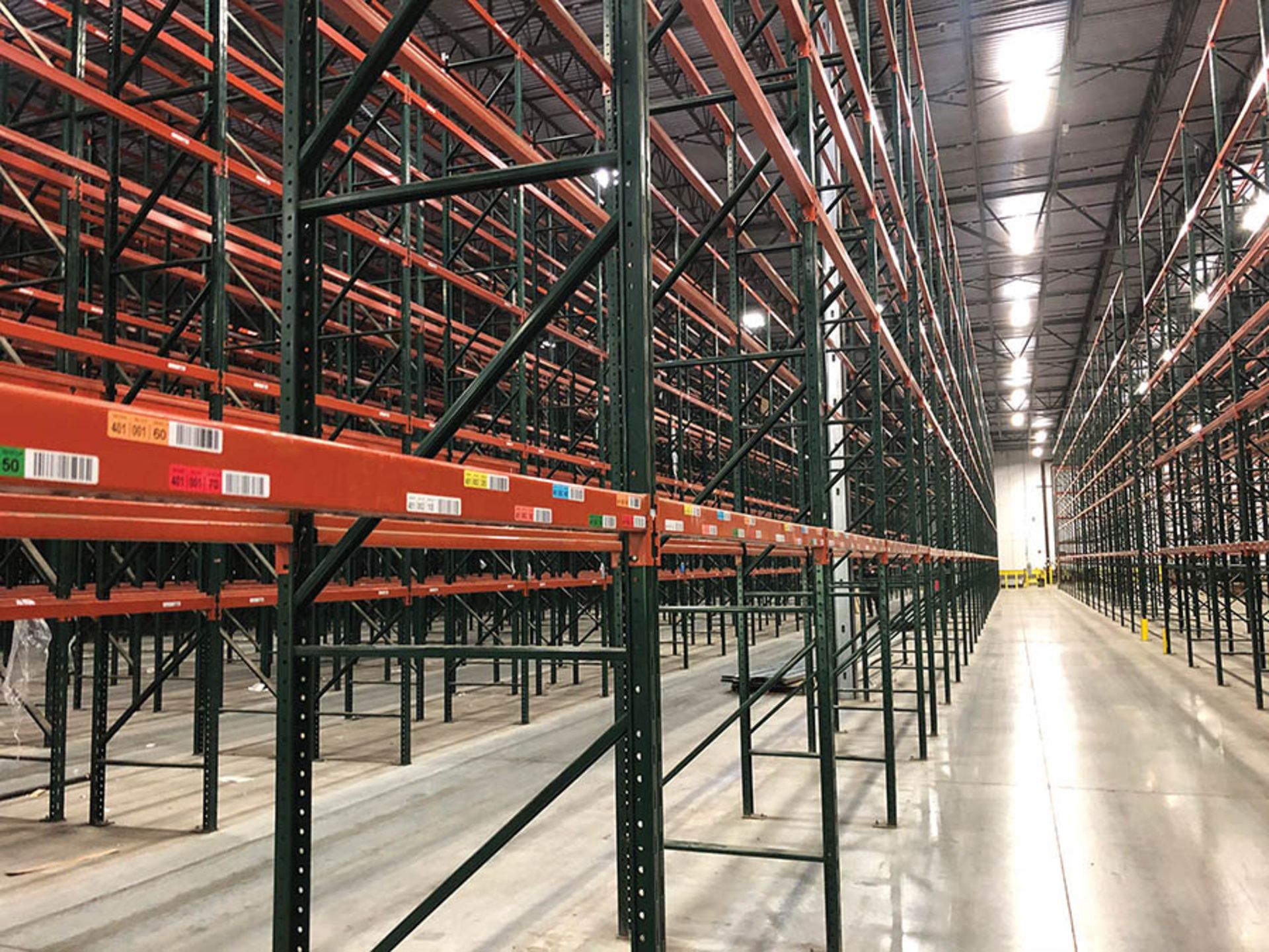 (27) BAYS/SECTIONS OF RIDG-U-RAK PALLET RACKING, CONSISTING OF (28) TOTAL UPRIGHTS- (2) UPRIGHTS ARE