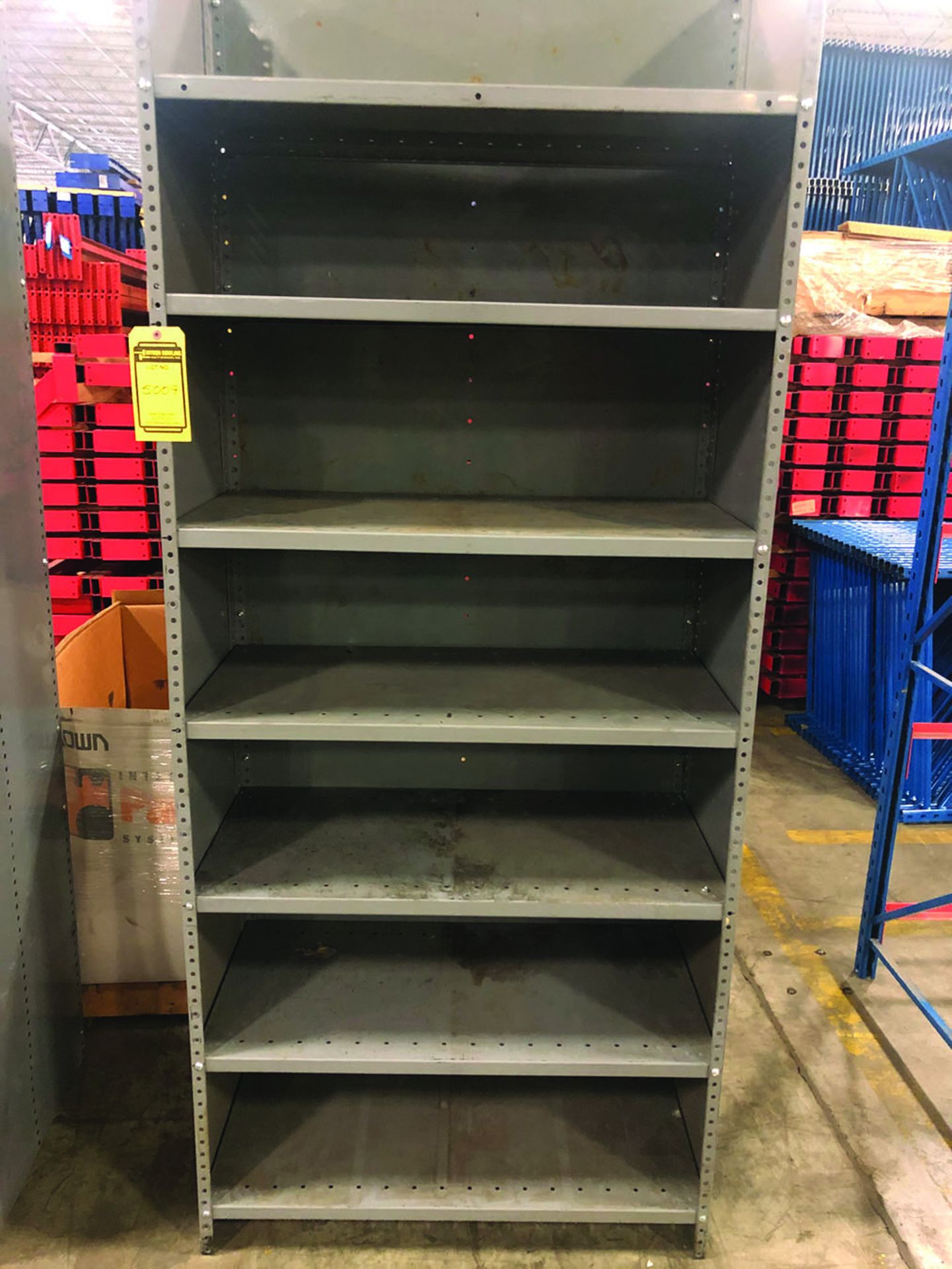 SECTION OF 36''W X 18''D X 87''H BOLT-TOGETHER SHELVING W/7 SHELF LEVELS/BAY, COLOR: GRAY, ITEM#