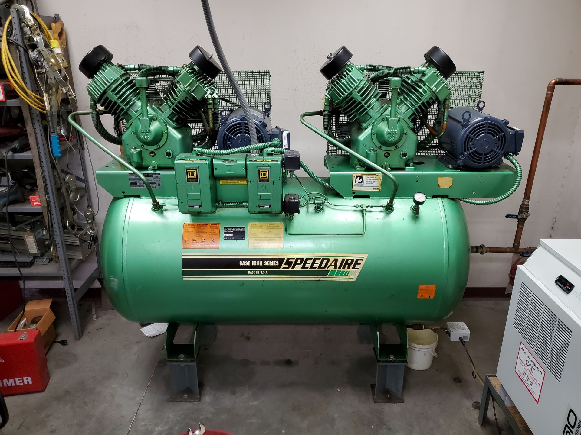 GREEN SPEEDAIRE HORIZONTAL AIR COMPRESSOR, MODEL 5Z689A, 175 MAX PSI, 584 SCFM, 200 GALLON