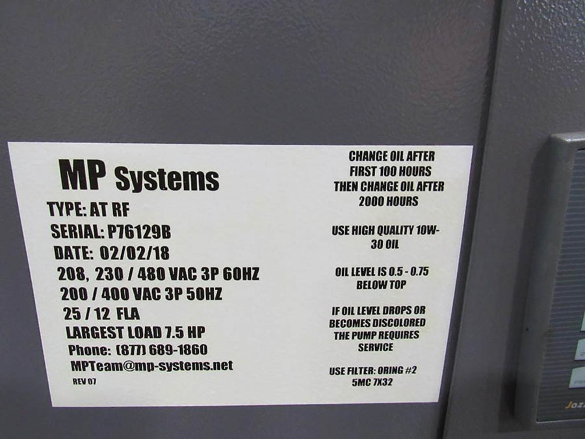 MP SYSTEMS R SERIES HIGH PRESSURE COOLANT SYSTEM - Image 3 of 3