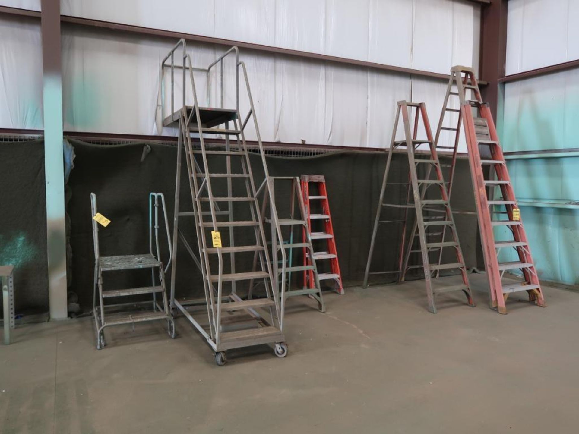 10-STEP ROLLING STAIRS, 3-STEP ROLLING STAIRS, 4', 6', (2) 8', 12' LADDERS
