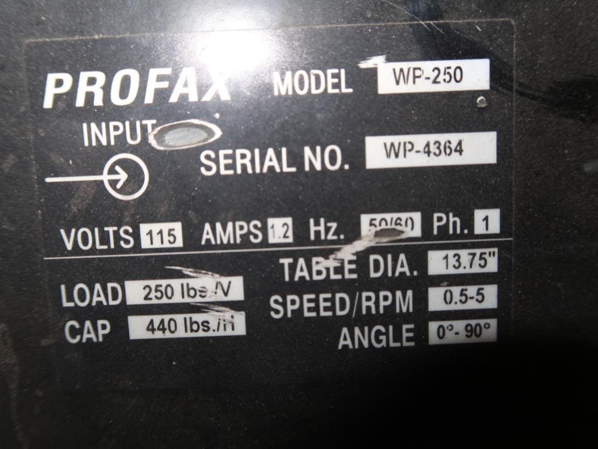 PROFAX WP-250 POSITIONER W/ TABLE - Image 2 of 3