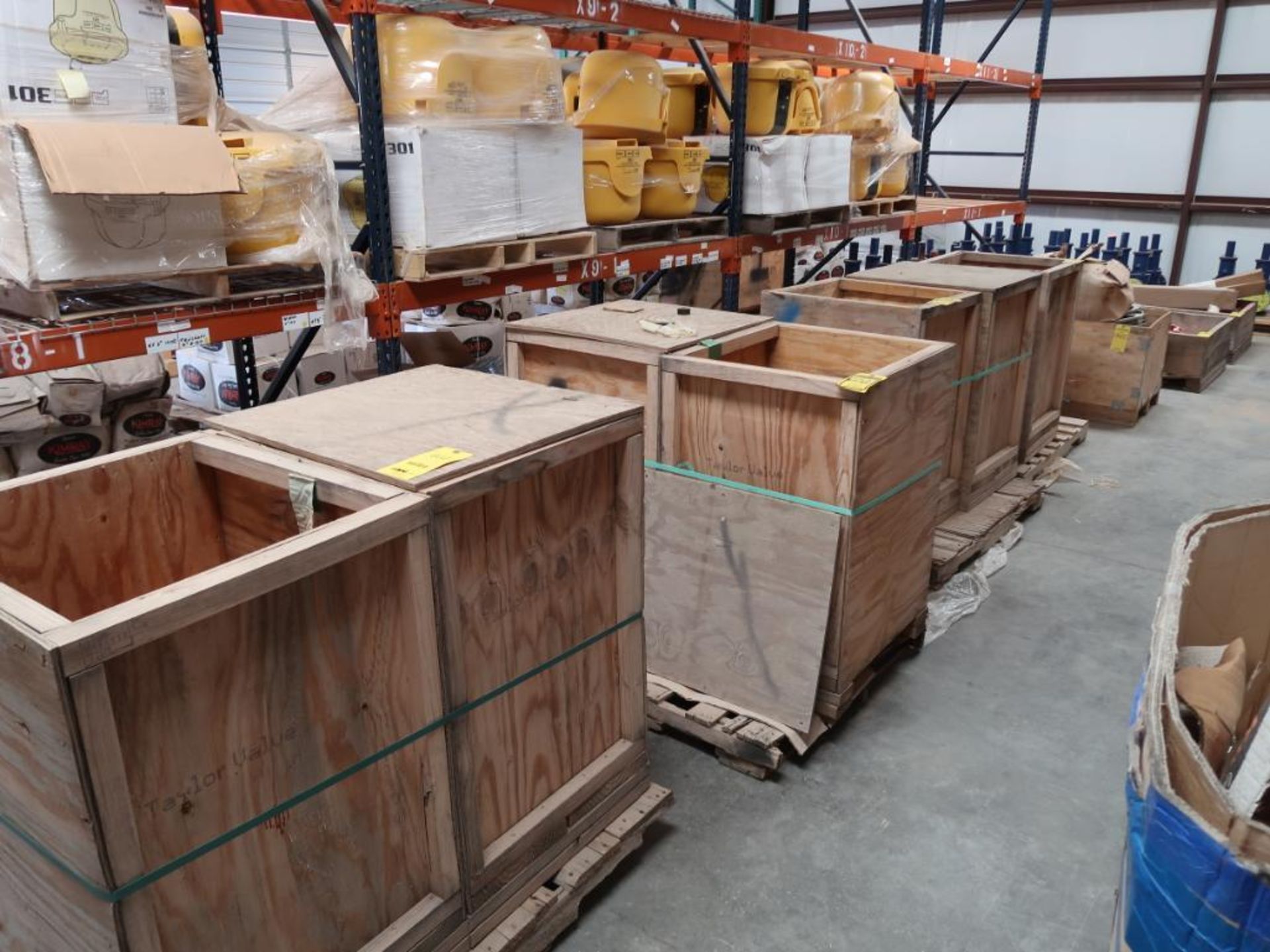 (LOT) (8) TAYLOR VALVES ON (4) PALLETS, TAYLOR RELIEF VALVES ON (2) PALLETS, AND ALUMINUM COVERS