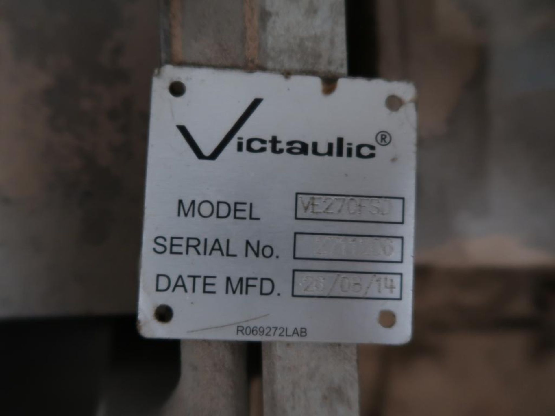 VICTAULIC ROLL GROOVE TOOL MODEL VE270FSD, S/N 2711206, 8/14 ON STEEL BASE - Image 3 of 3