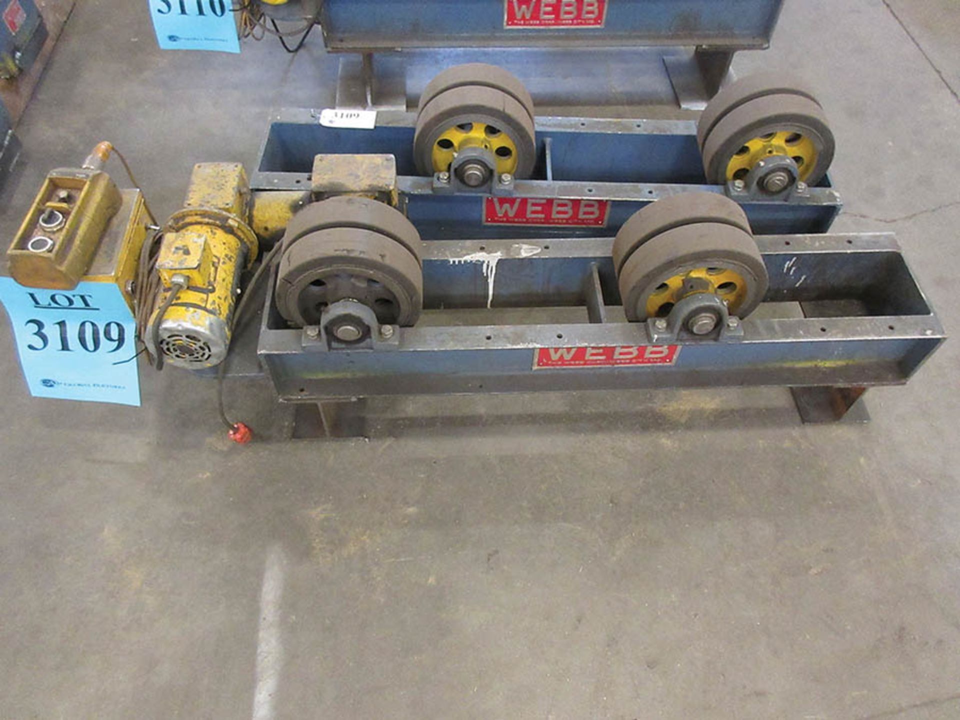 WEBB 3-TON TANK TURNING ROLL SET, MAX DIAMETER 6', (QTY.1) WEBB T6- PWR DRIVE, AND (QTY.1) WEBB T6-